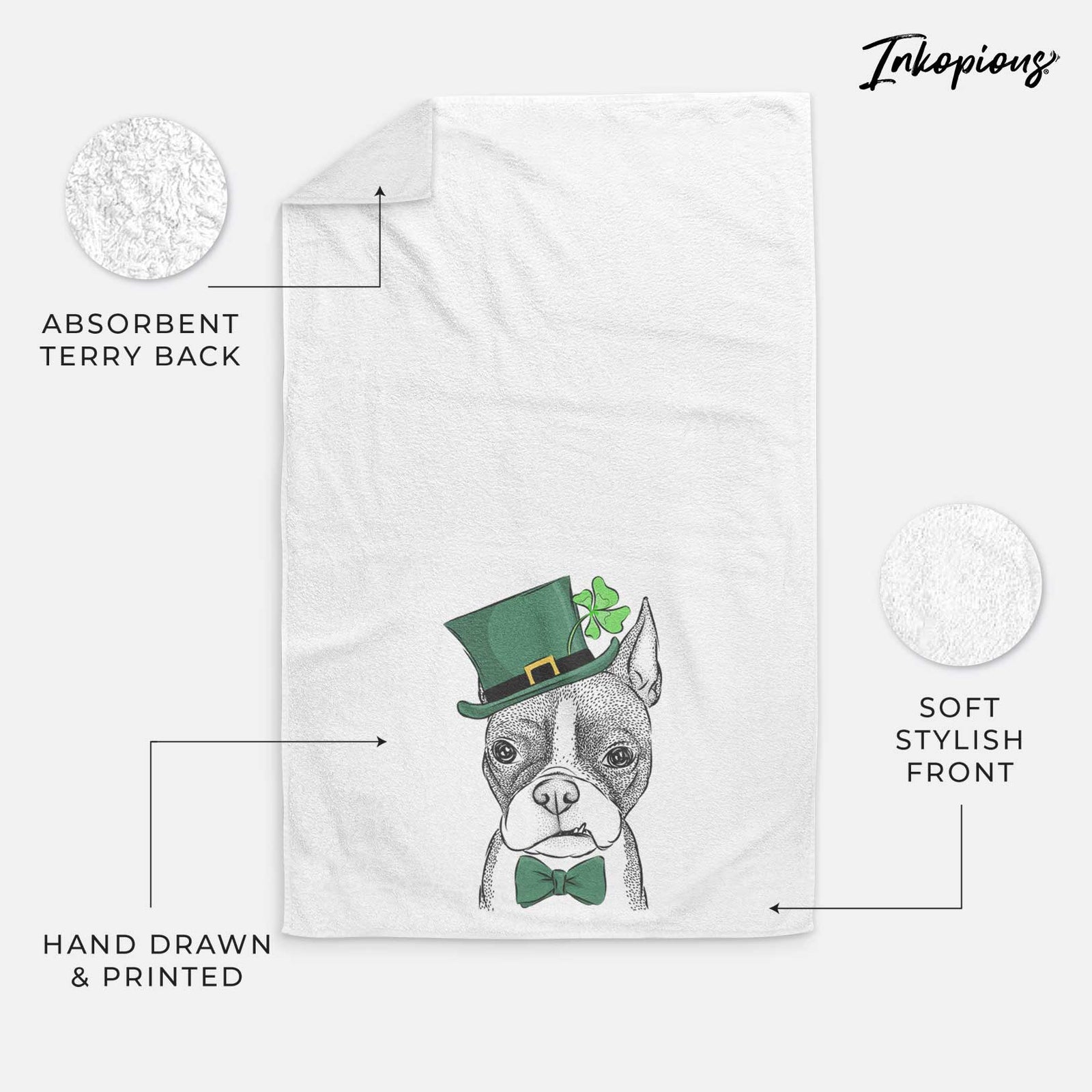 Bean the Boston Terrier Decorative Hand Towel