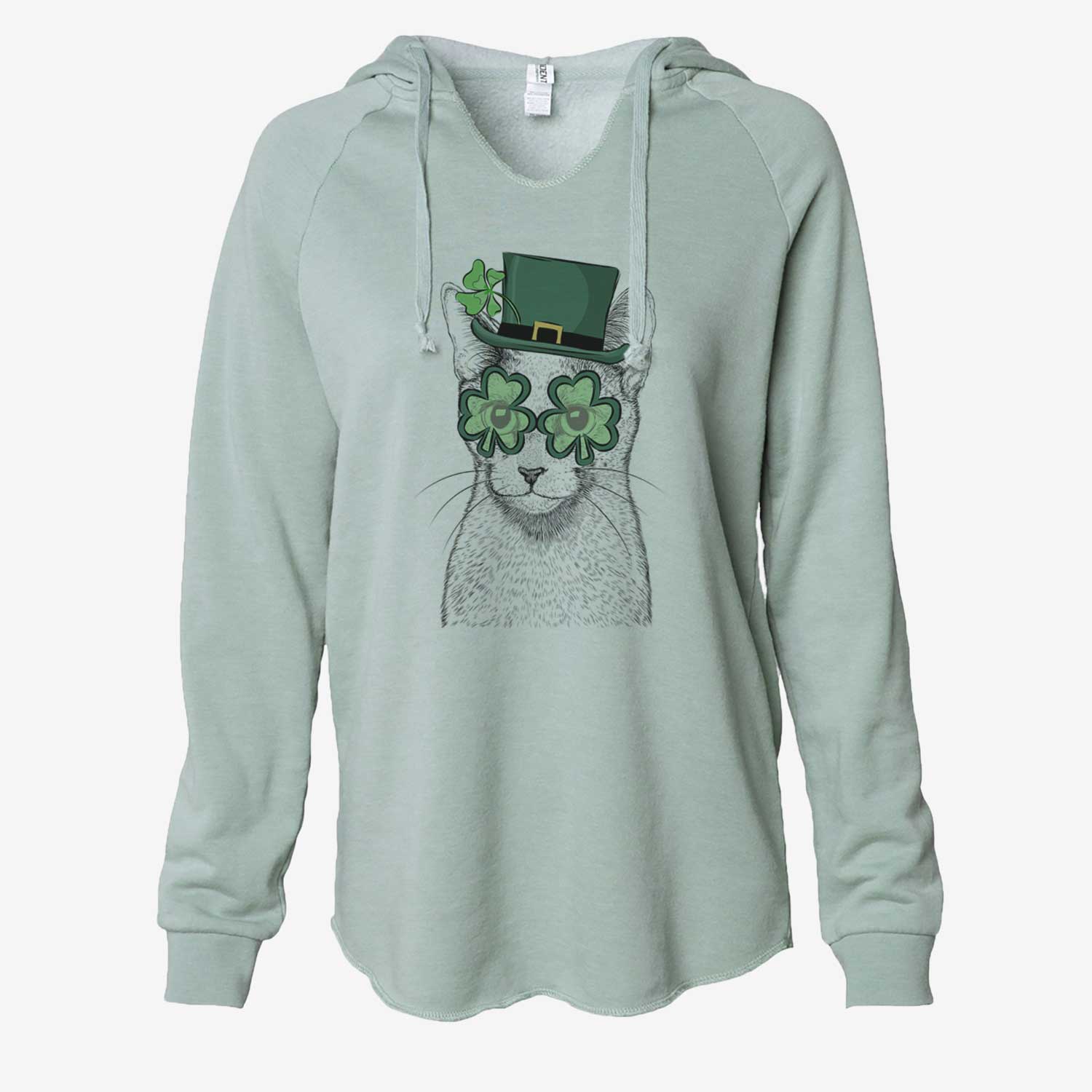 St. Patrick's Blue the Russsian Blue Cat - Cali Wave Hooded Sweatshirt