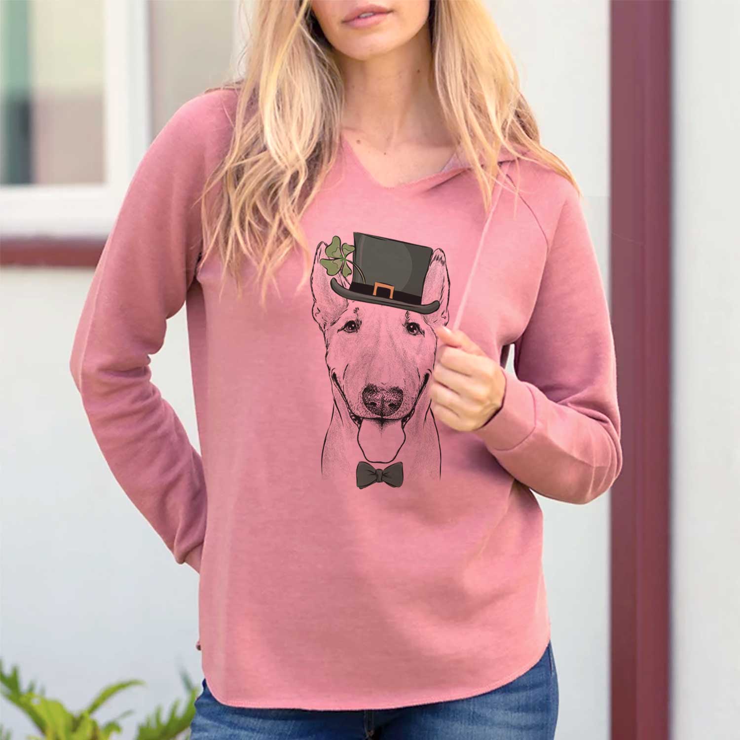 St. Patrick's Chloe the Bull Terrier - Cali Wave Hooded Sweatshirt