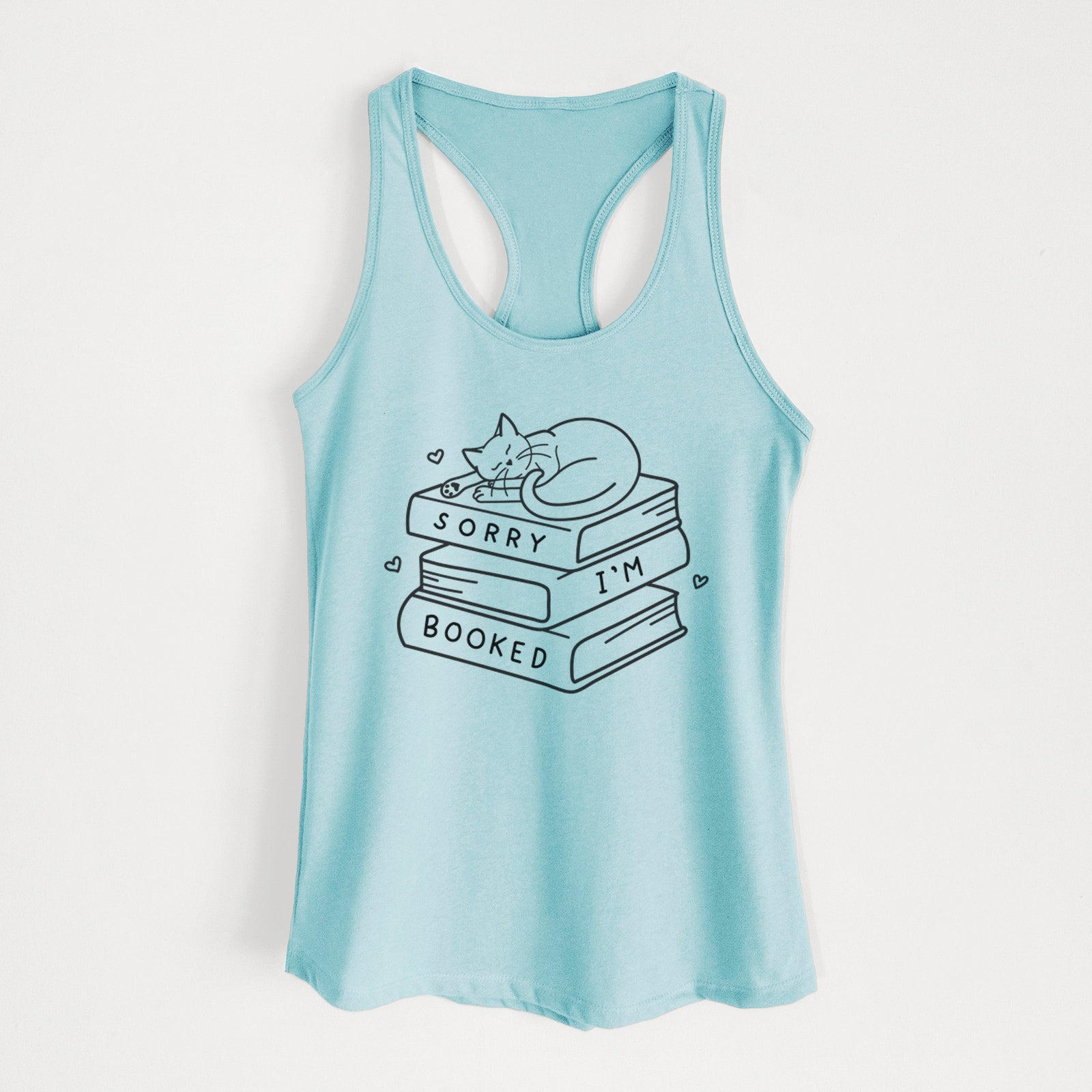 'Sorry, I'm Booked' design on a Cancun Blue Women's racerback tanktop