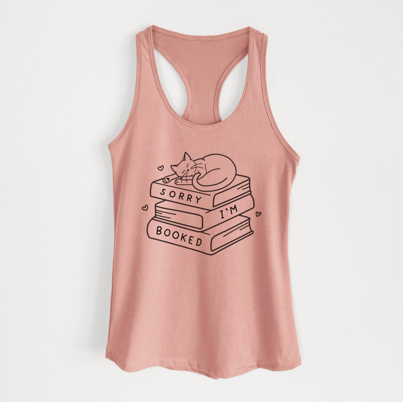 'Sorry, I'm Booked' design on a Desert Pink Women's racerback tanktop