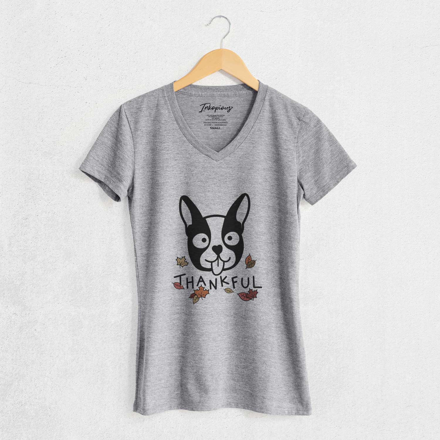 Thankful Boston Terrier - Women's V-neck Shirt