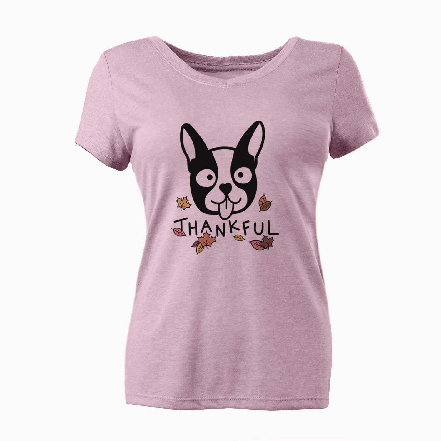 Thankful Boston Terrier - Women's V-neck Shirt