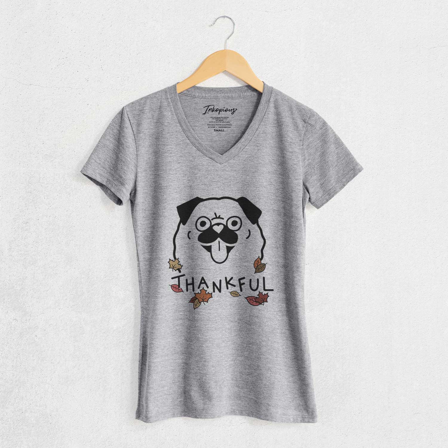 Thankful Pug - Women's V-neck Shirt