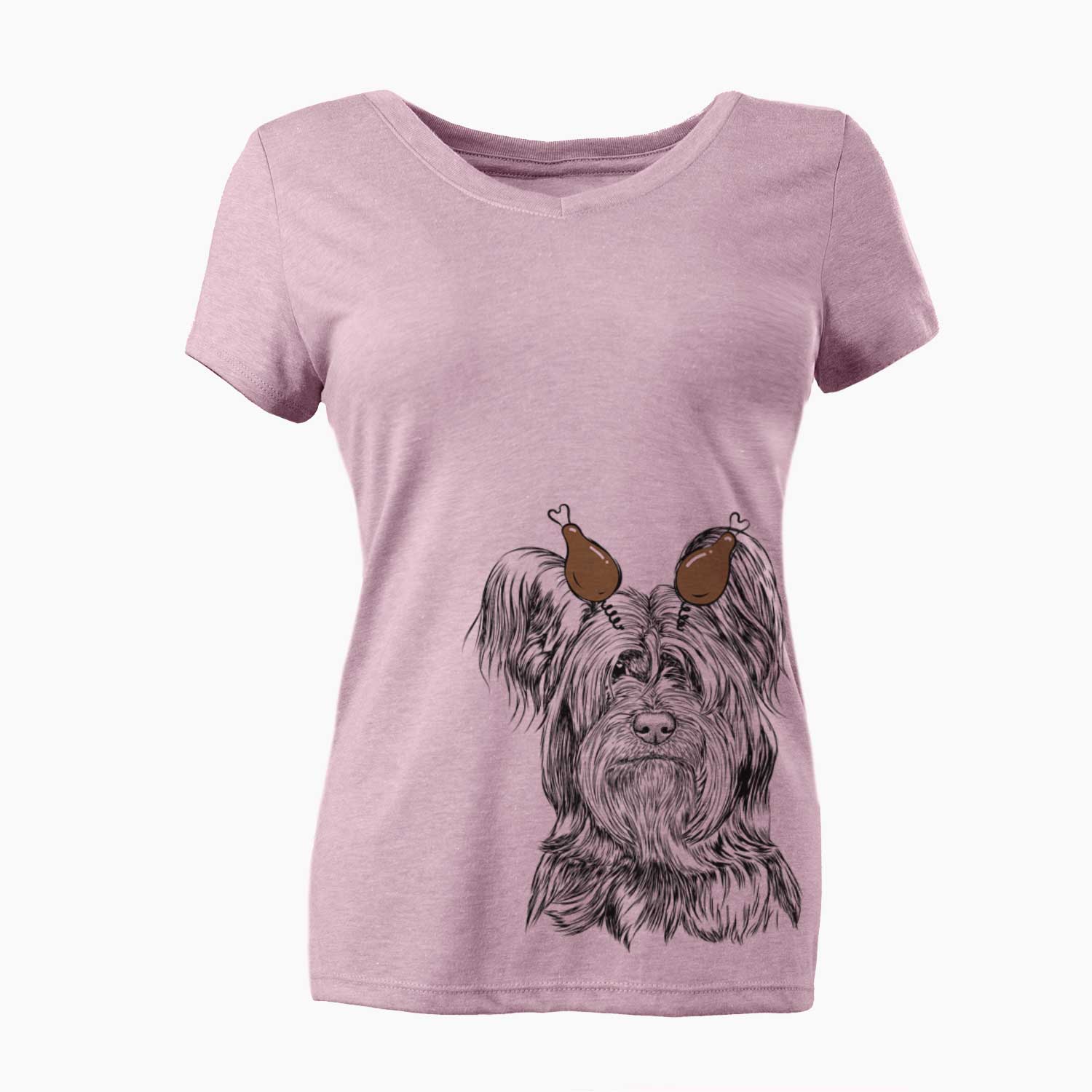 Thanksgiving Bandit the Skye Terrier - Women's V-neck Shirt