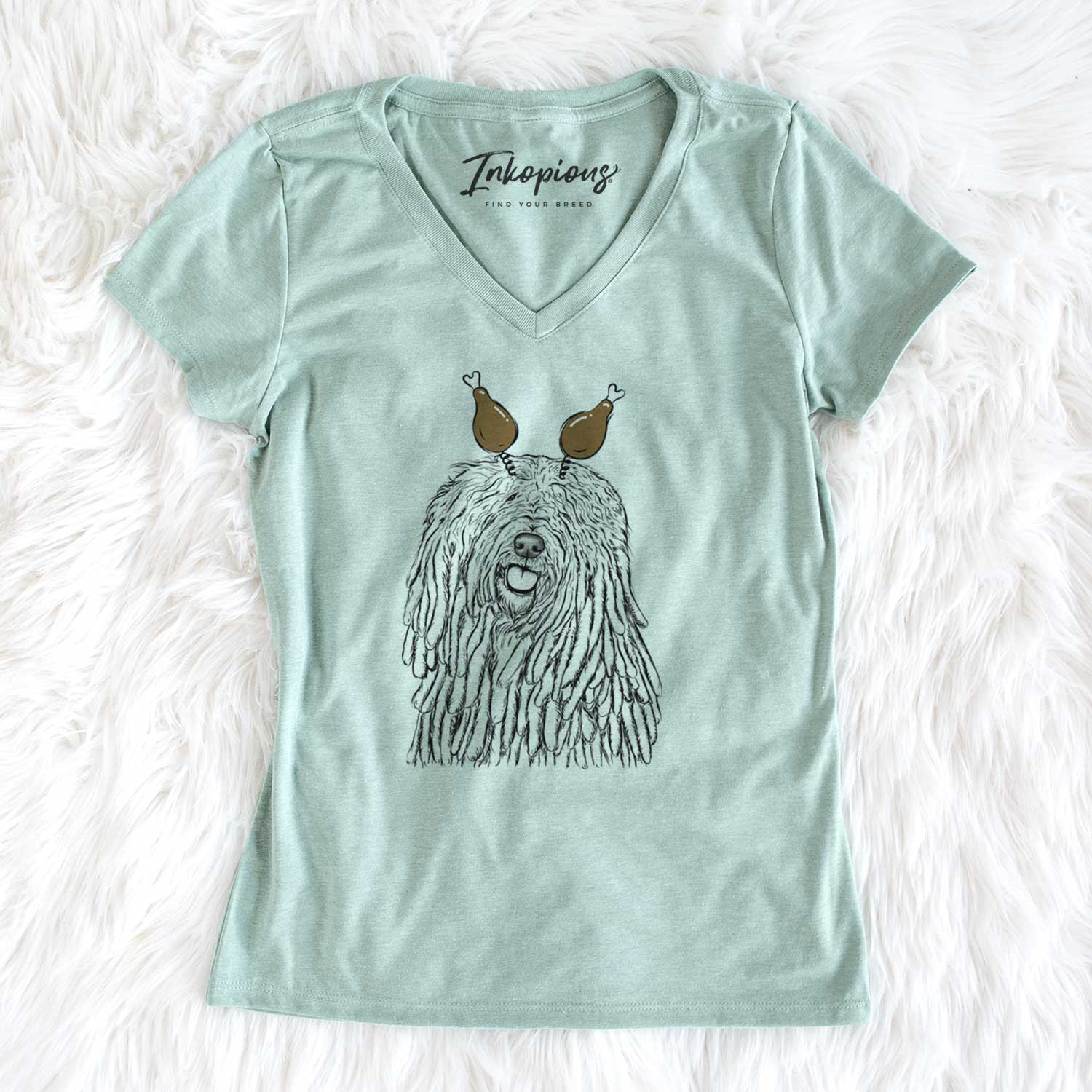 Thanksgiving Barry the Komondor - Women's V-neck Shirt