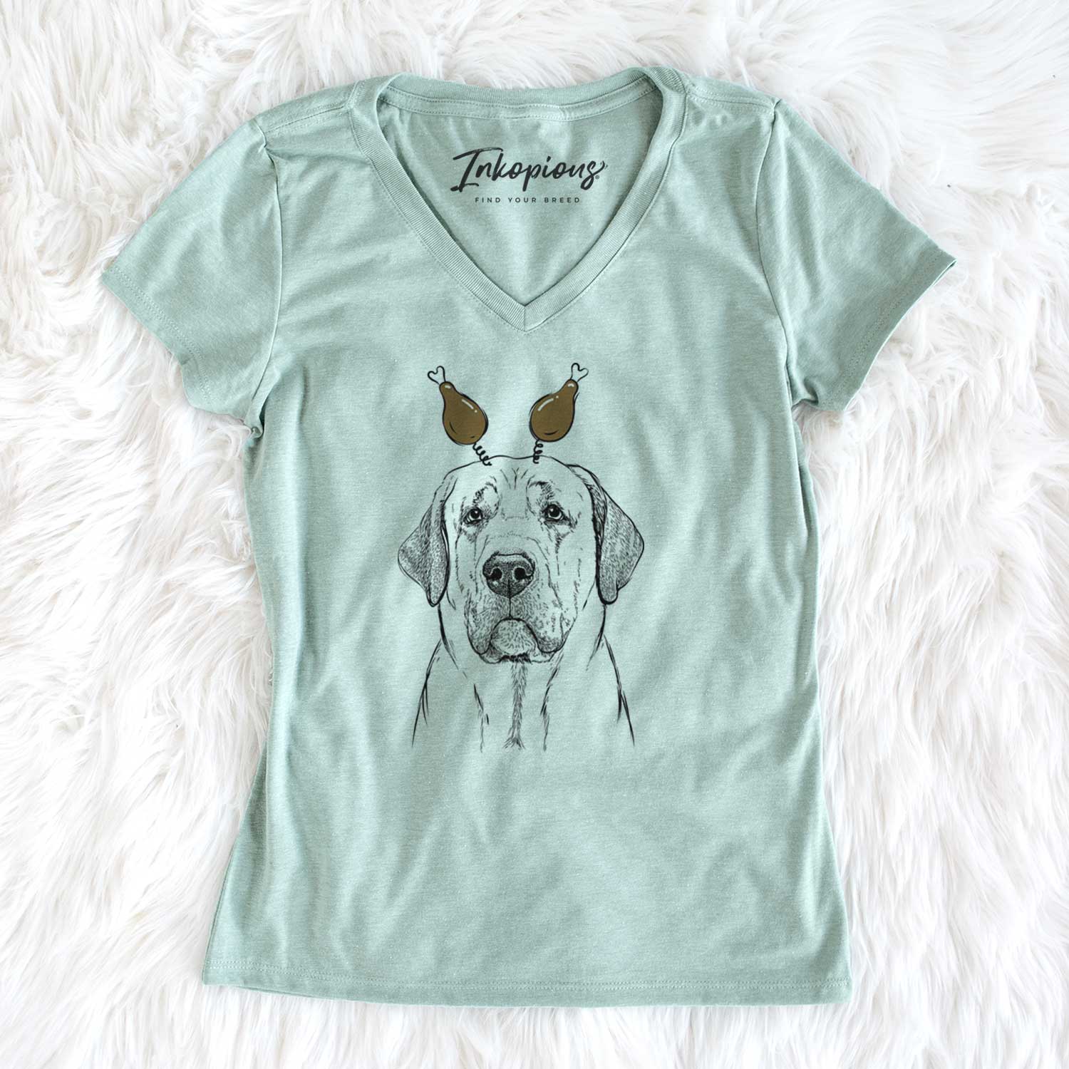 Thanksgiving Beau the Broholmer - Women's V-neck Shirt