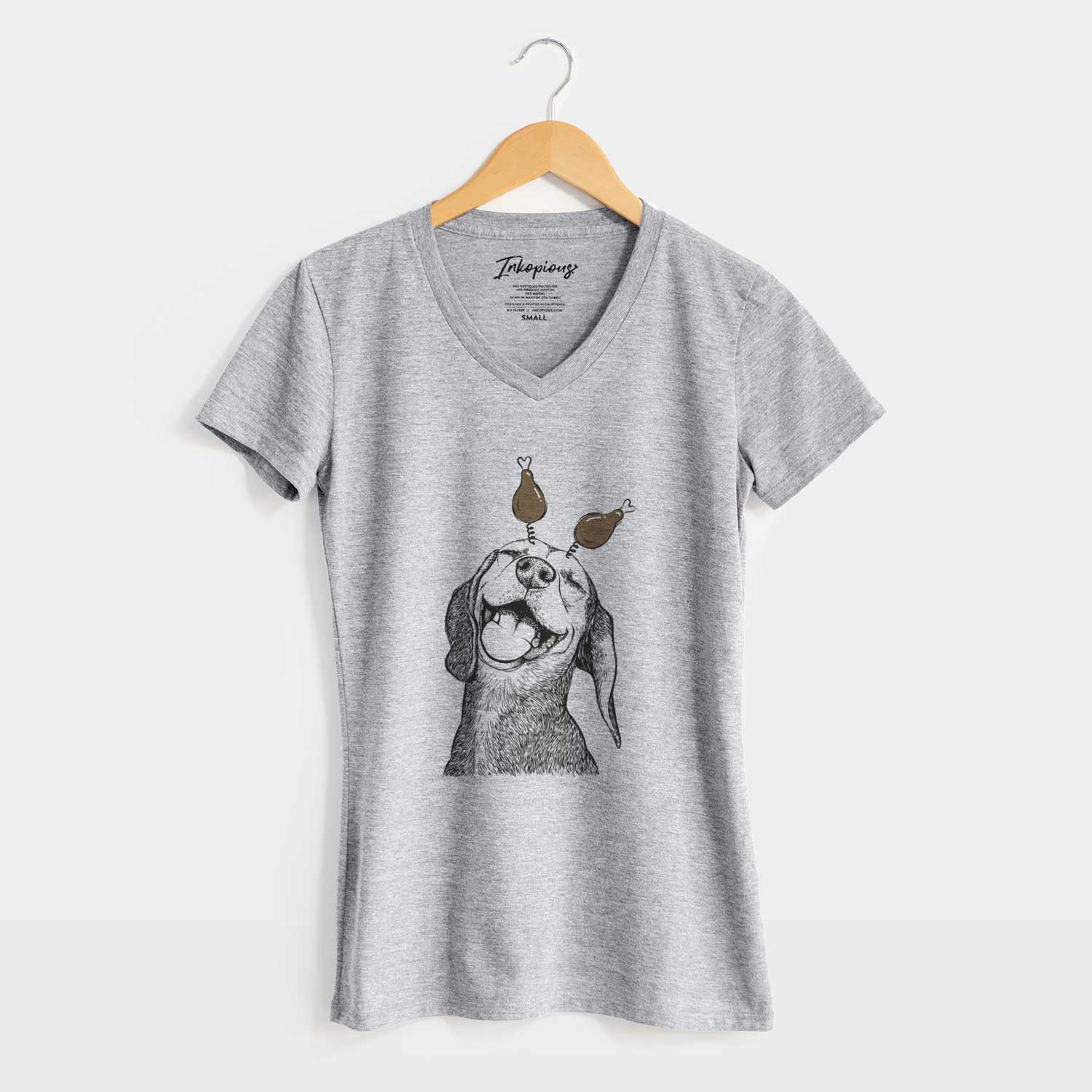 Thanksgiving Belle the Hound Mix - Women's V-neck Shirt