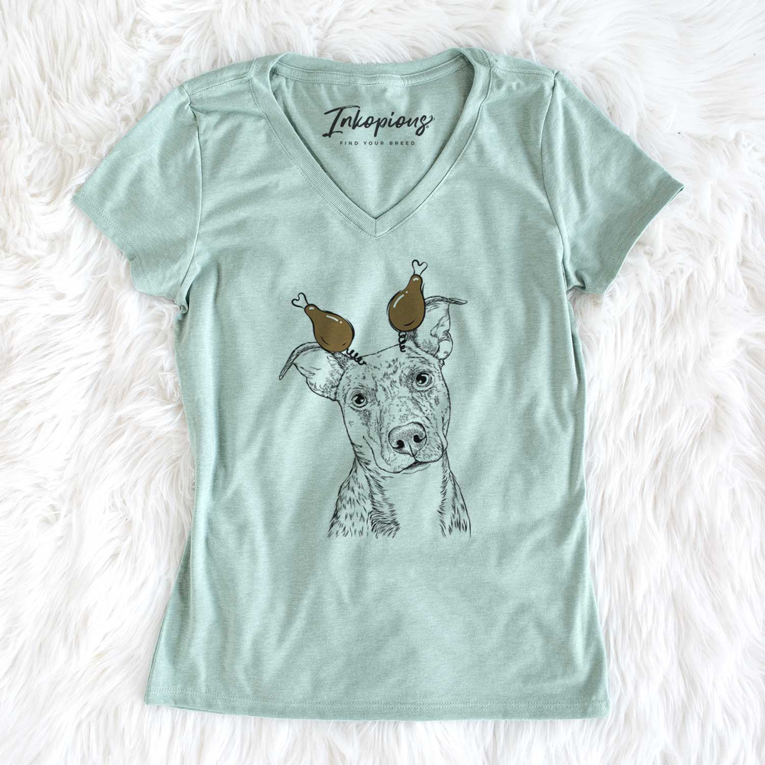 Thanksgiving Bianca the Mixed Breed - Women's V-neck Shirt