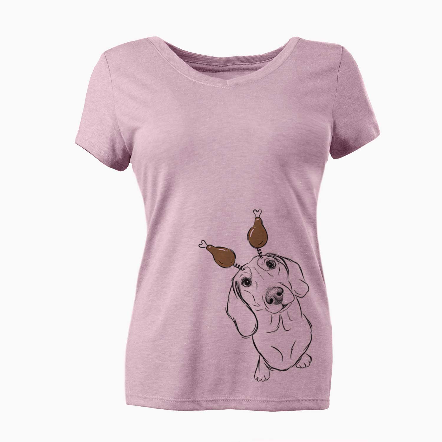 Thanksgiving Bill the Dachshund - Women's V-neck Shirt