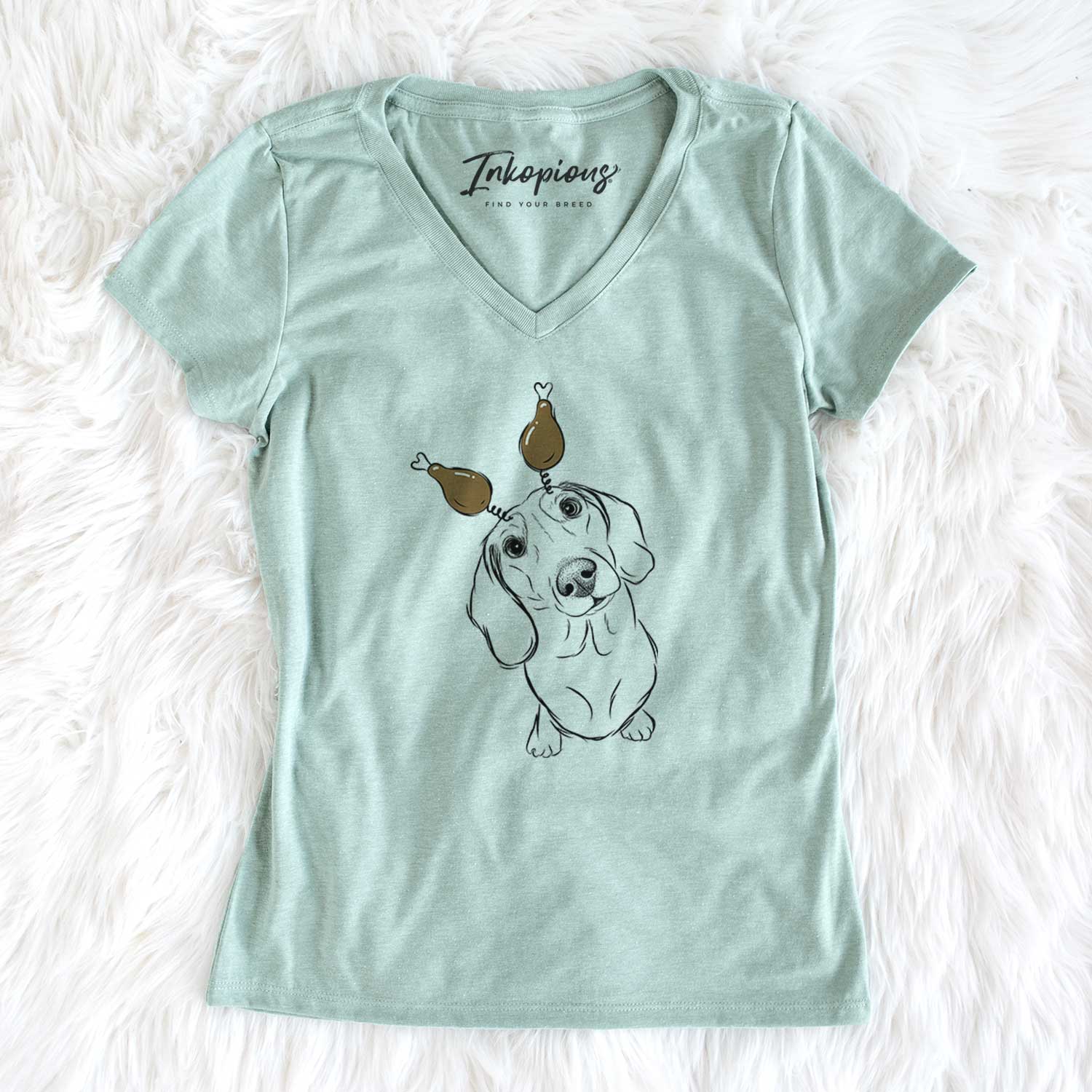 Thanksgiving Bill the Dachshund - Women's V-neck Shirt