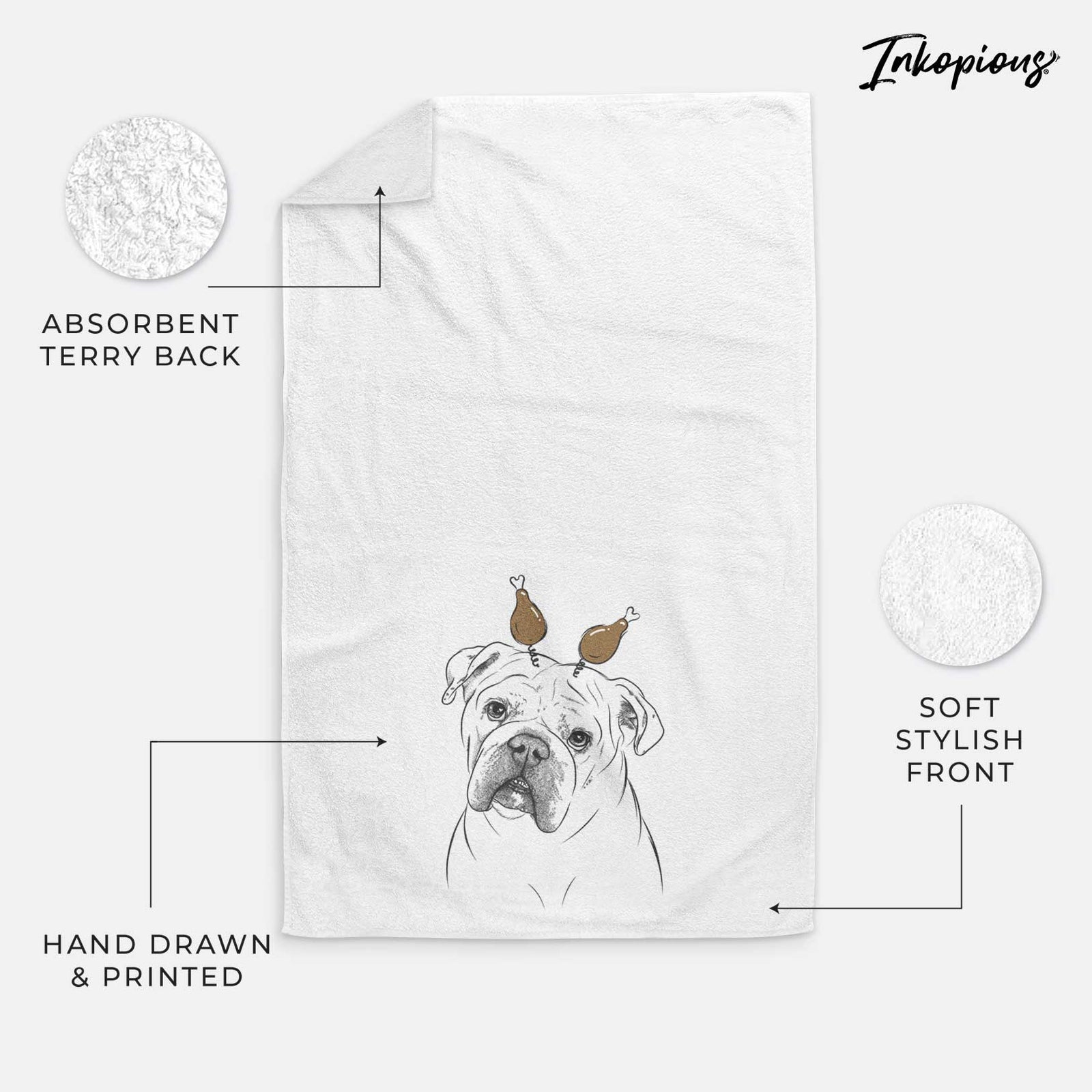 Blossom the English Bulldog Decorative Hand Towel