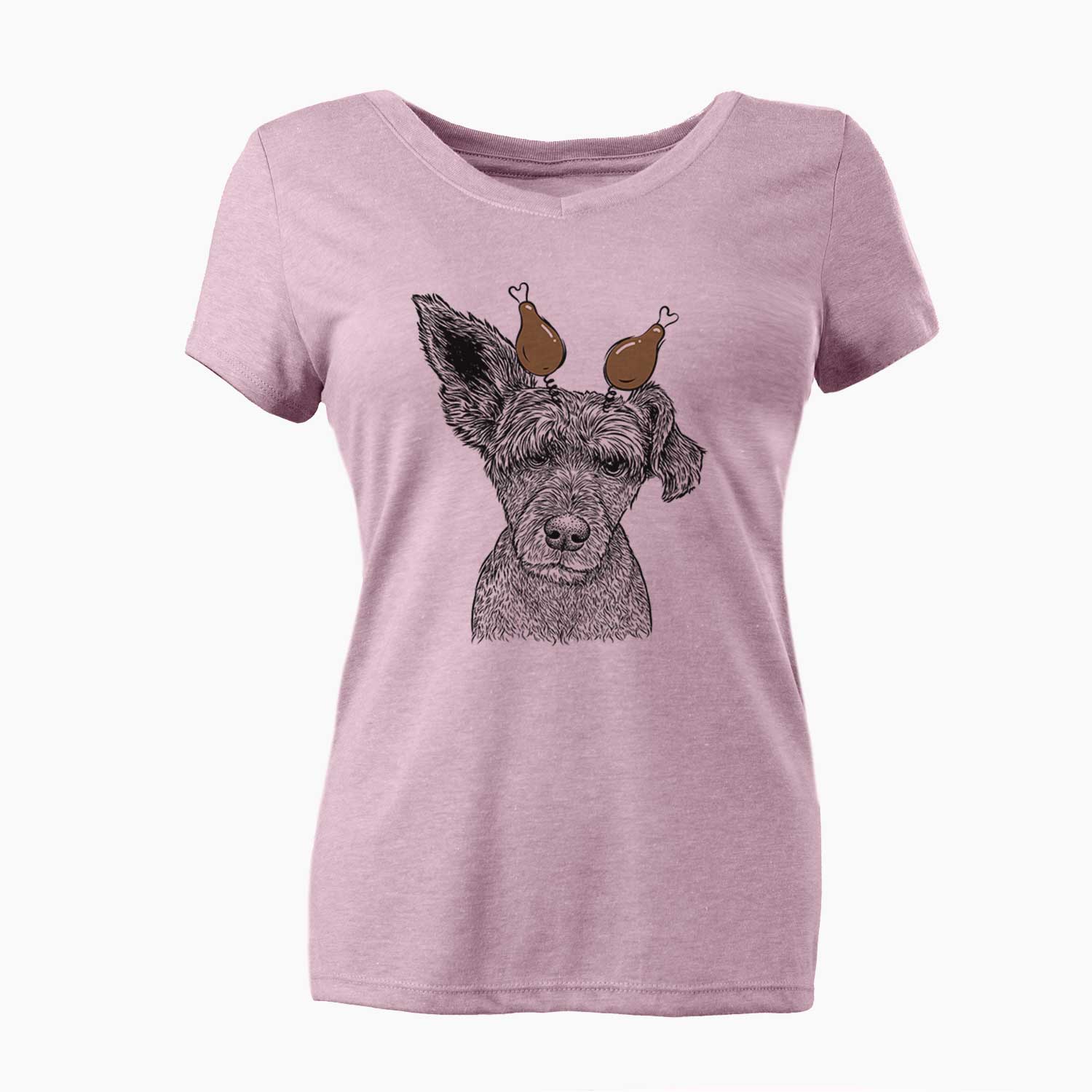 Thanksgiving Boodles the Schnauzer Mix - Women's V-neck Shirt