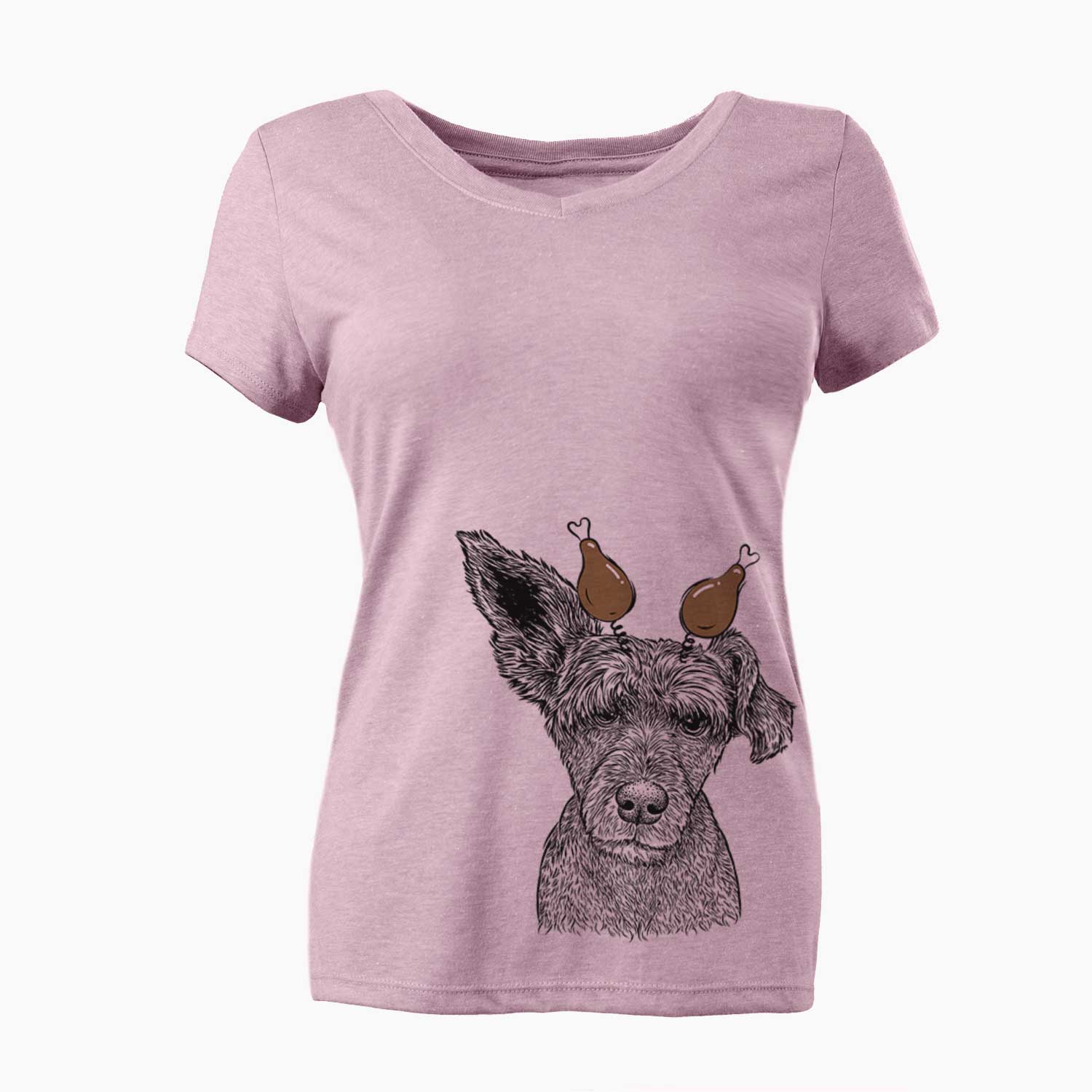 Thanksgiving Boodles the Schnauzer Mix - Women's V-neck Shirt