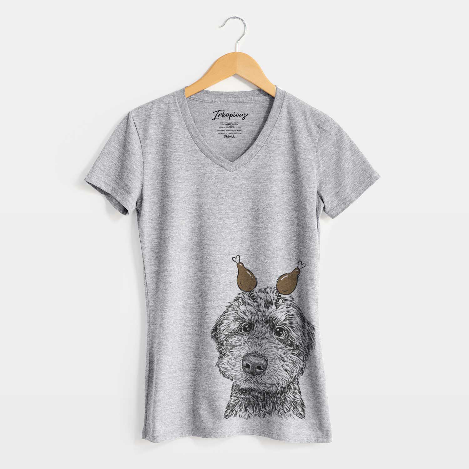 Thanksgiving Bowser the Whoodle - Women's V-neck Shirt
