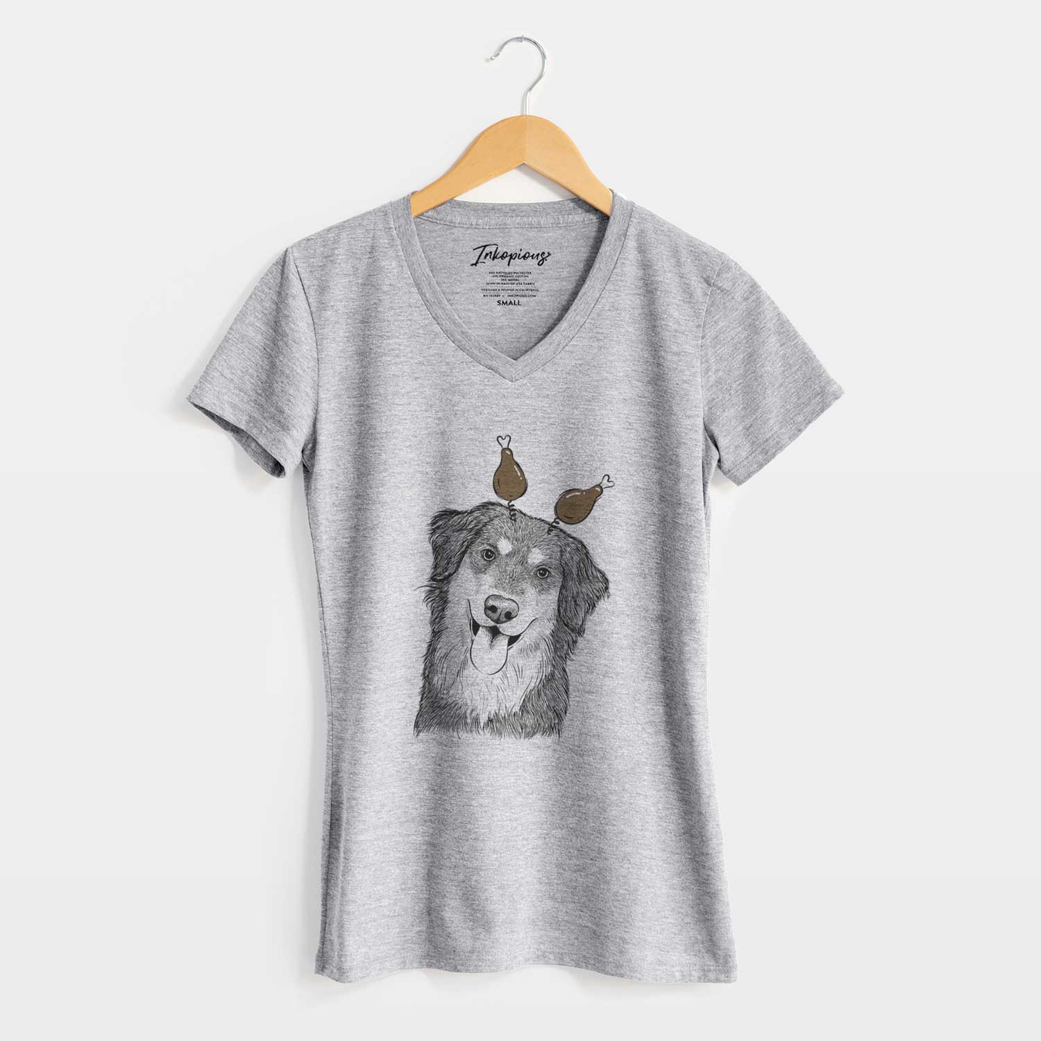Thanksgiving Brodie the Golden Aussie - Women's V-neck Shirt
