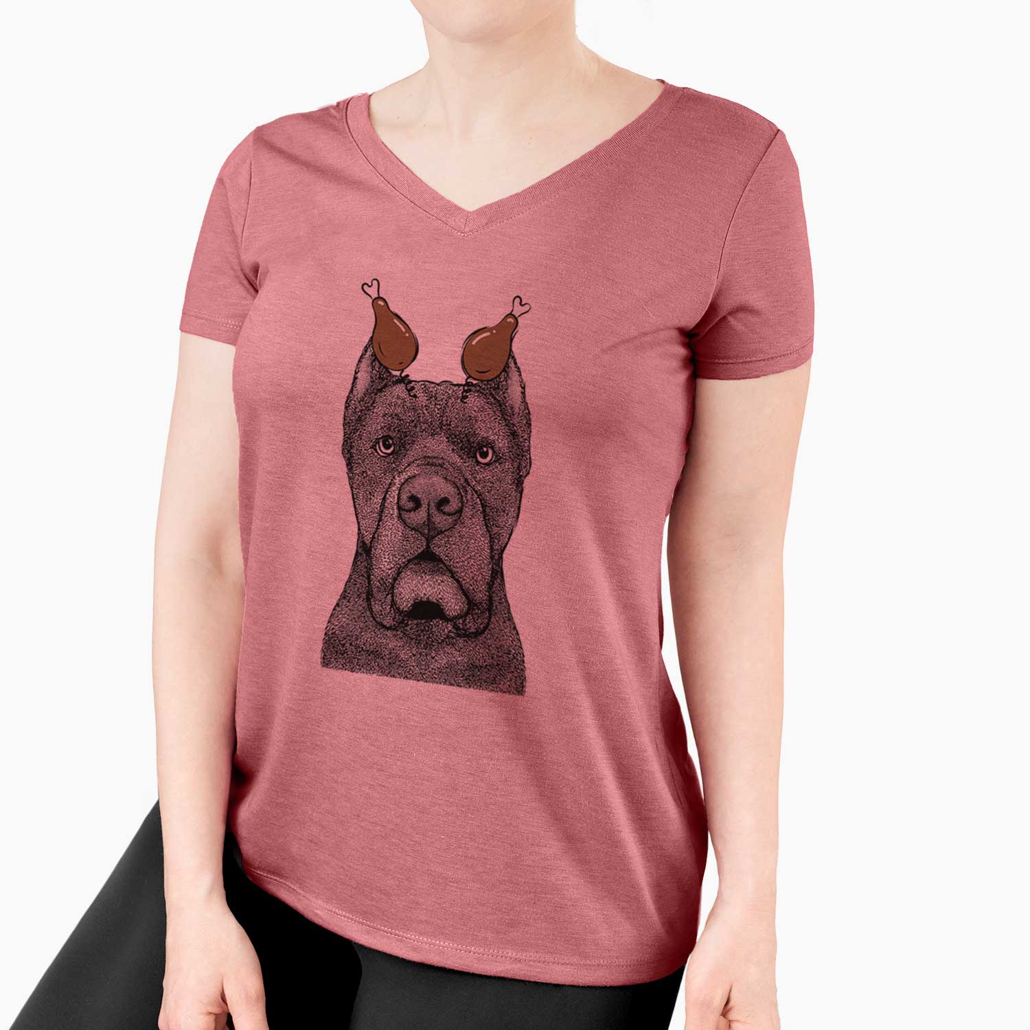 Thanksgiving Bruno the Cane Corso - Women's V-neck Shirt