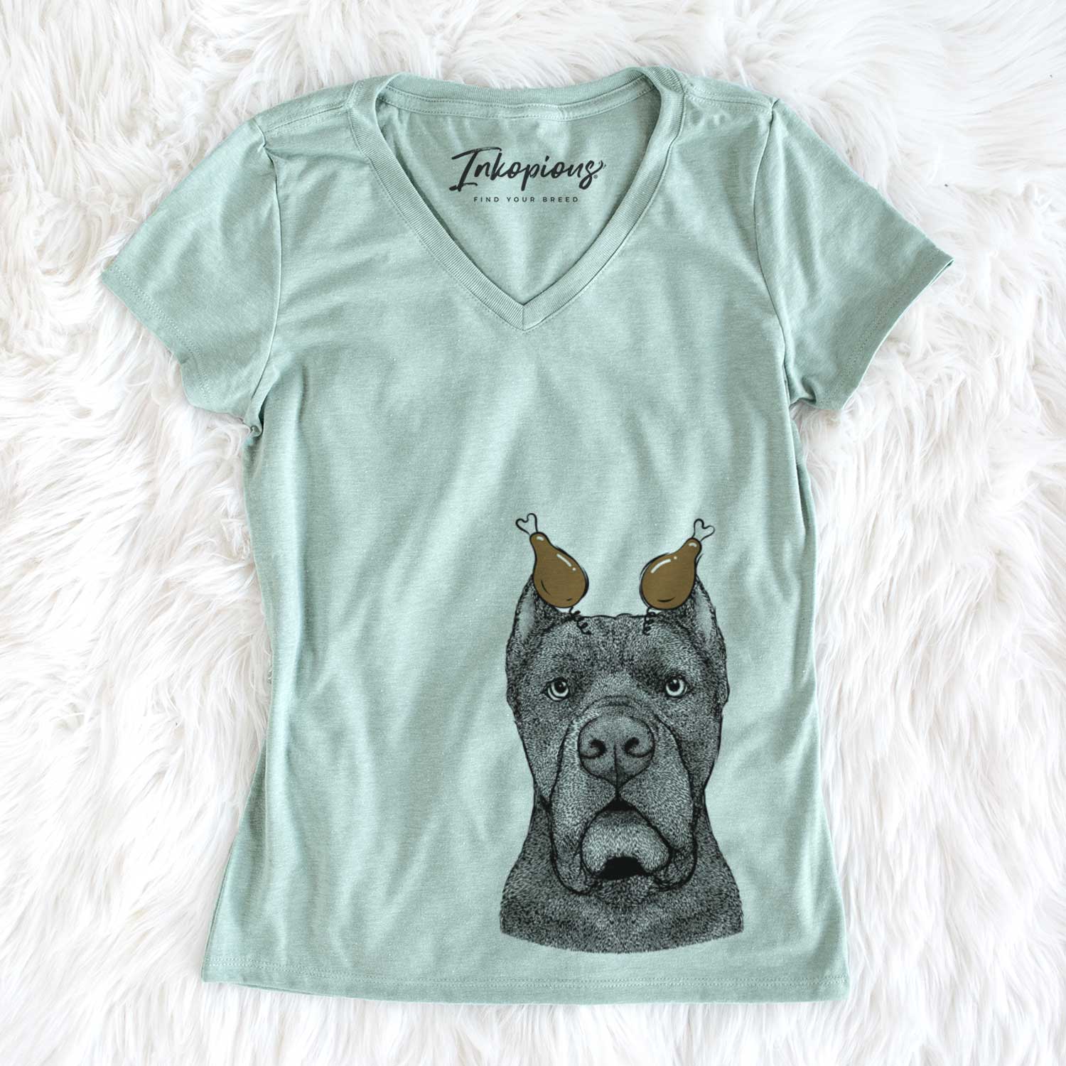 Thanksgiving Bruno the Cane Corso - Women's V-neck Shirt