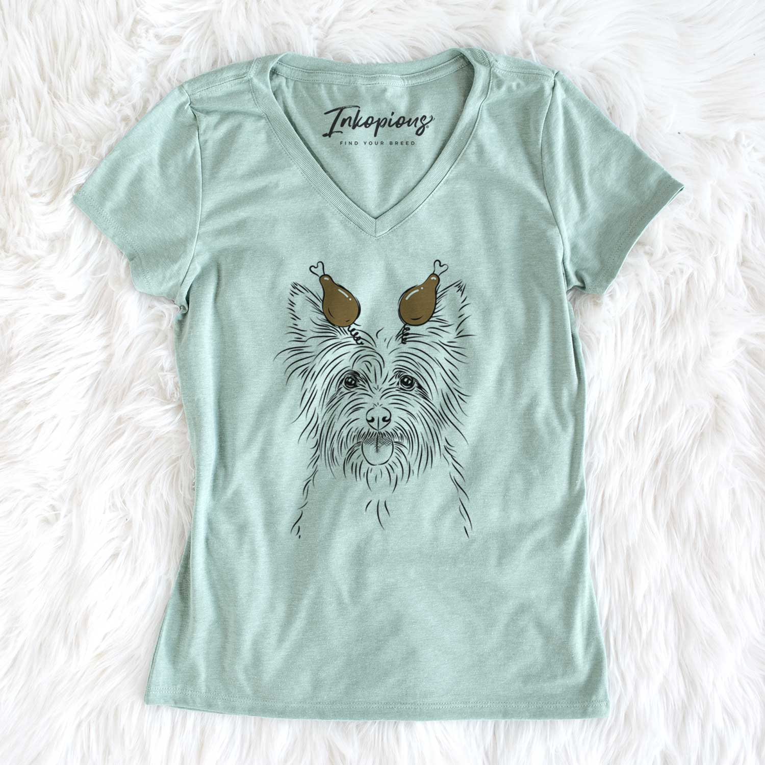 Thanksgiving Calum the Cairn Terrier - Women's V-neck Shirt