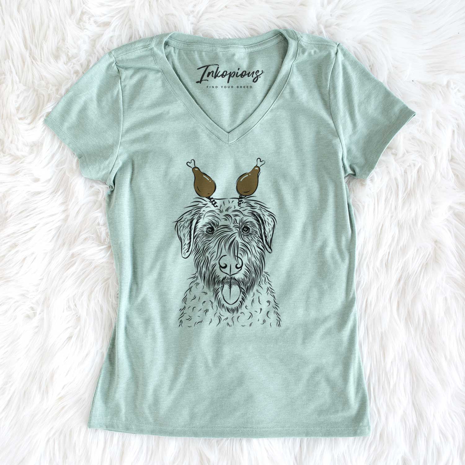 Thanksgiving Chester the Soft Coated Wheaten Terrier - Women's V-neck Shirt
