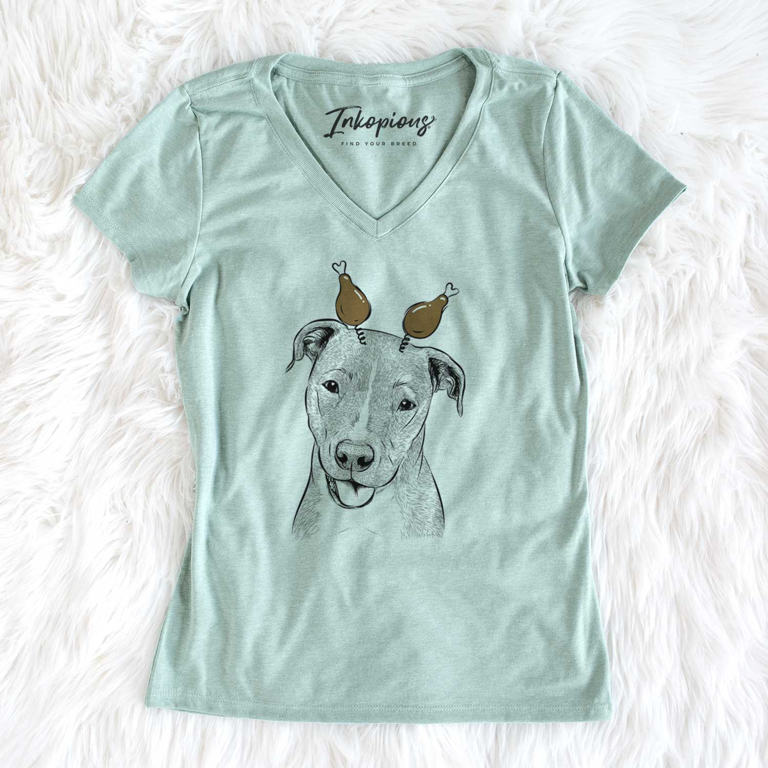 Thanksgiving Claiborne the American Staffordshire Terrier - Women's V-neck Shirt