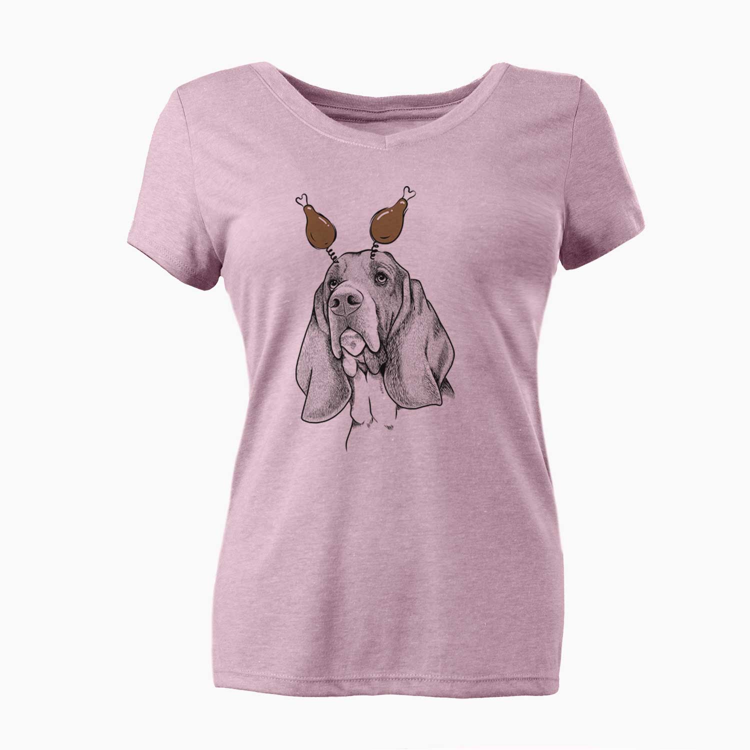 Thanksgiving Cooper the Basset Hound - Women's V-neck Shirt