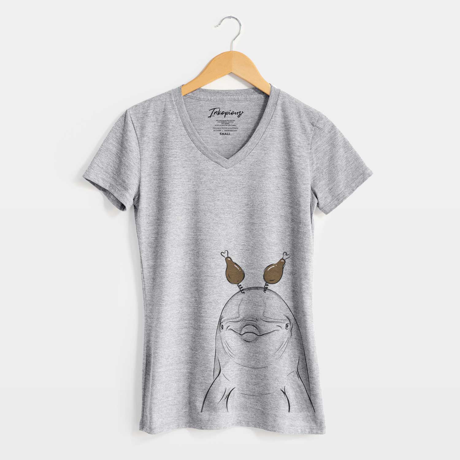 Thanksgiving Dave the Dolphin - Women's V-neck Shirt