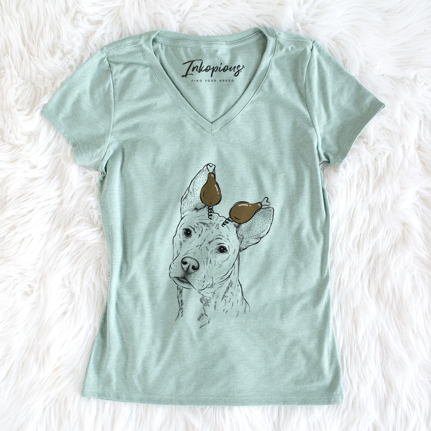 Thanksgiving Diesel the Mixed Breed - Women's Perfect V-neck Shirt