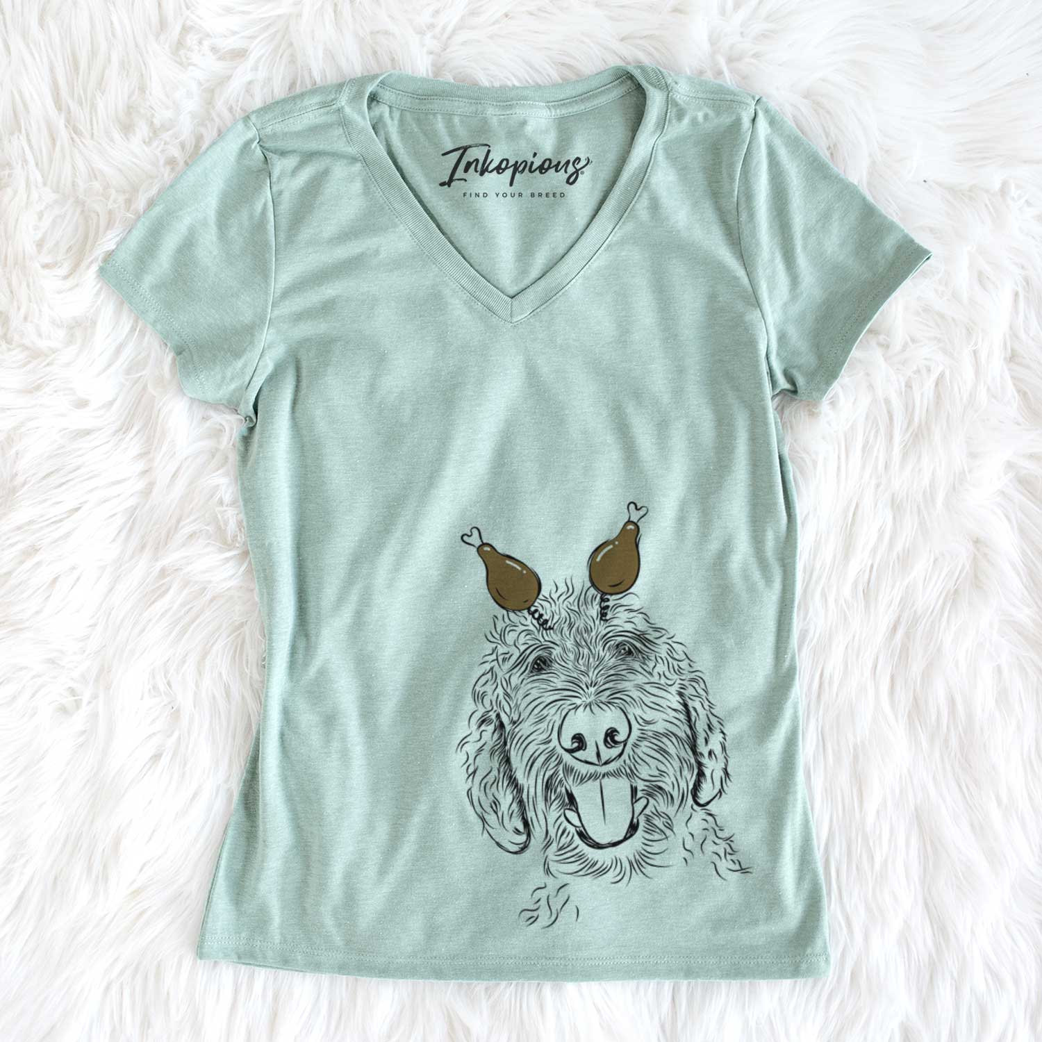 Thanksgiving Dixie the Doodle - Women's V-neck Shirt