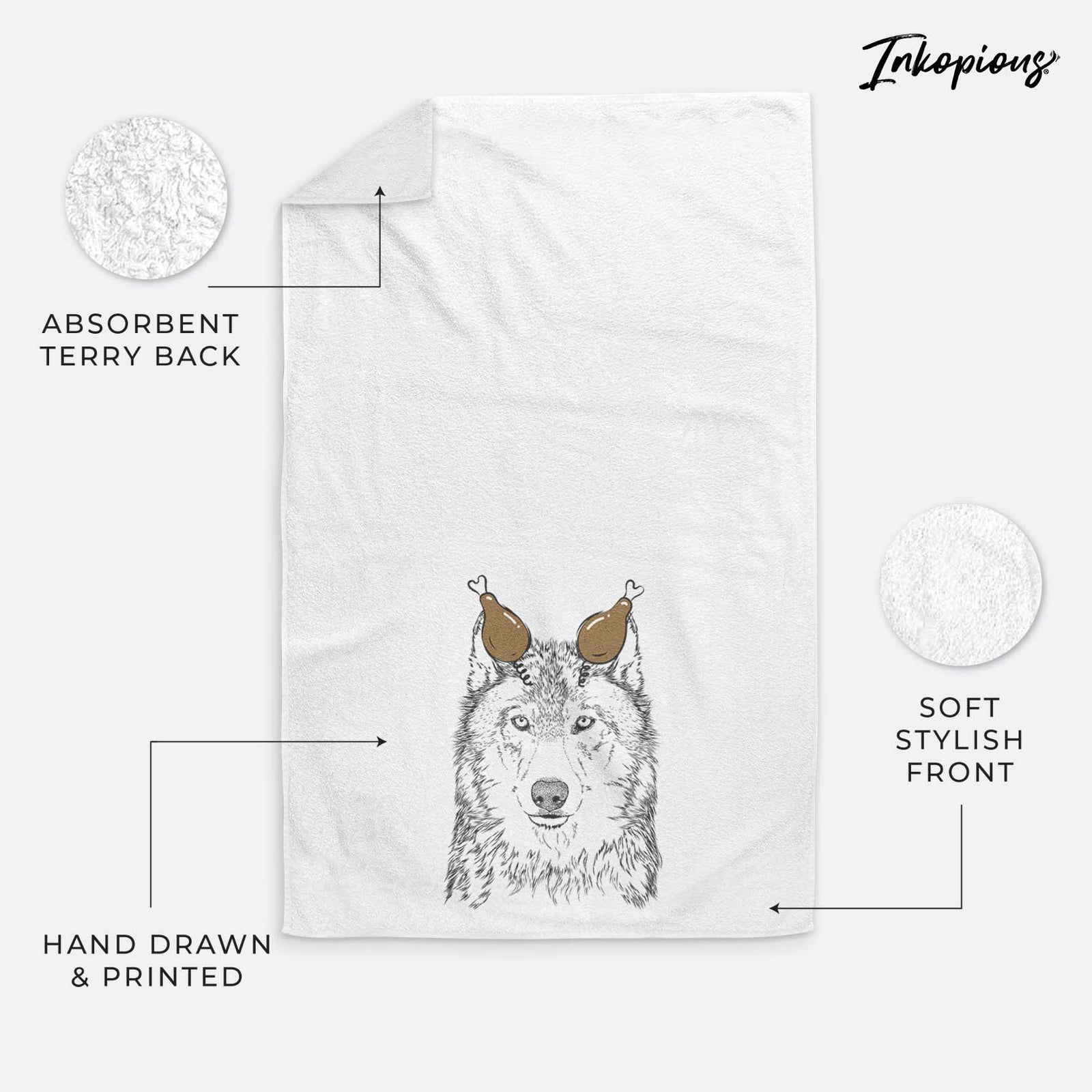 Django the Grey Wolf Decorative Hand Towel