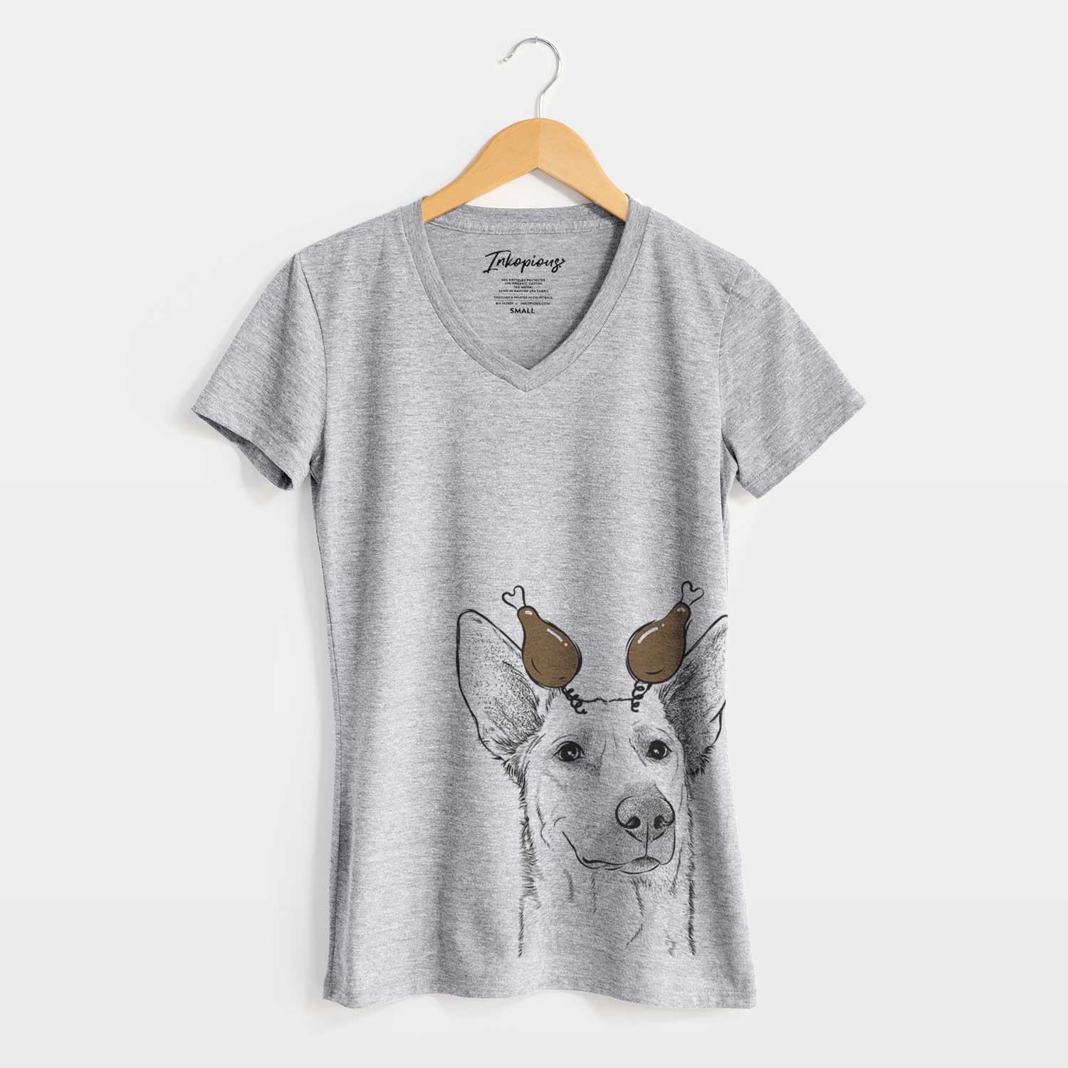 Thanksgiving Ember the Shepherd Mix - Women's V-neck Shirt