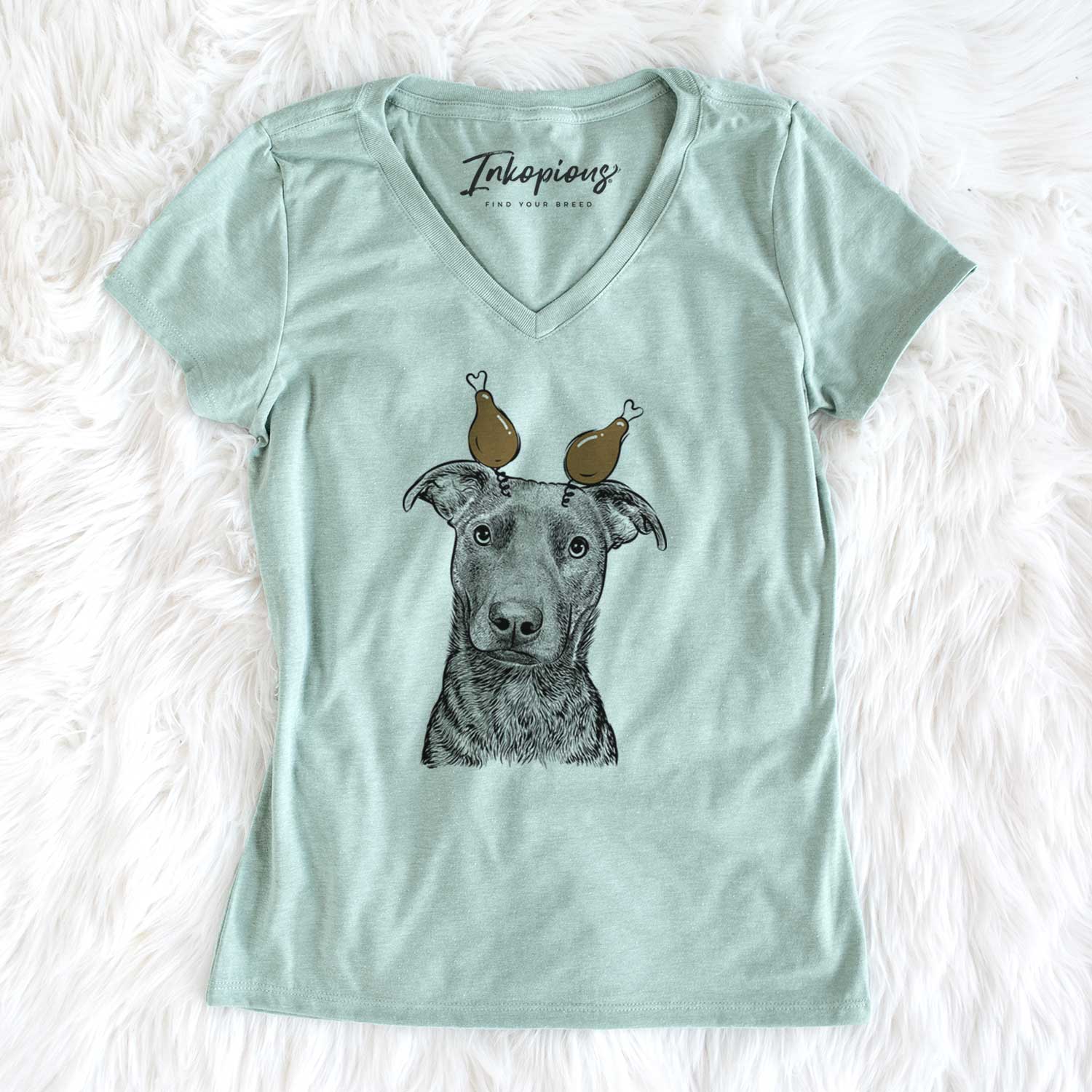 Thanksgiving Embyr the Mixed Breed - Women's V-neck Shirt