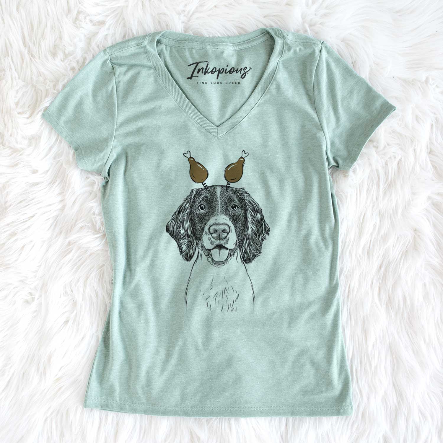 Thanksgiving Ever the English Springer Spaniel - Women's V-neck Shirt