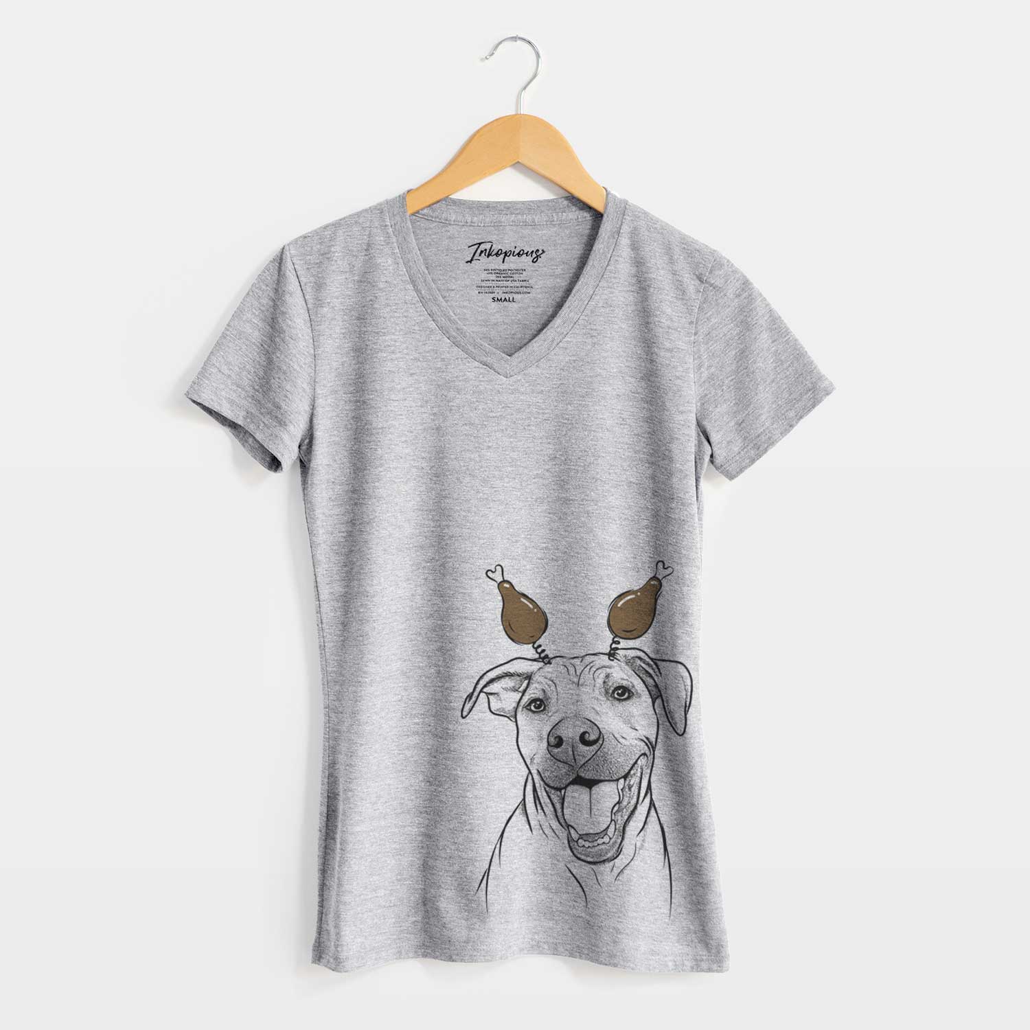 Thanksgiving Finn the Hound Mix - Women's V-neck Shirt