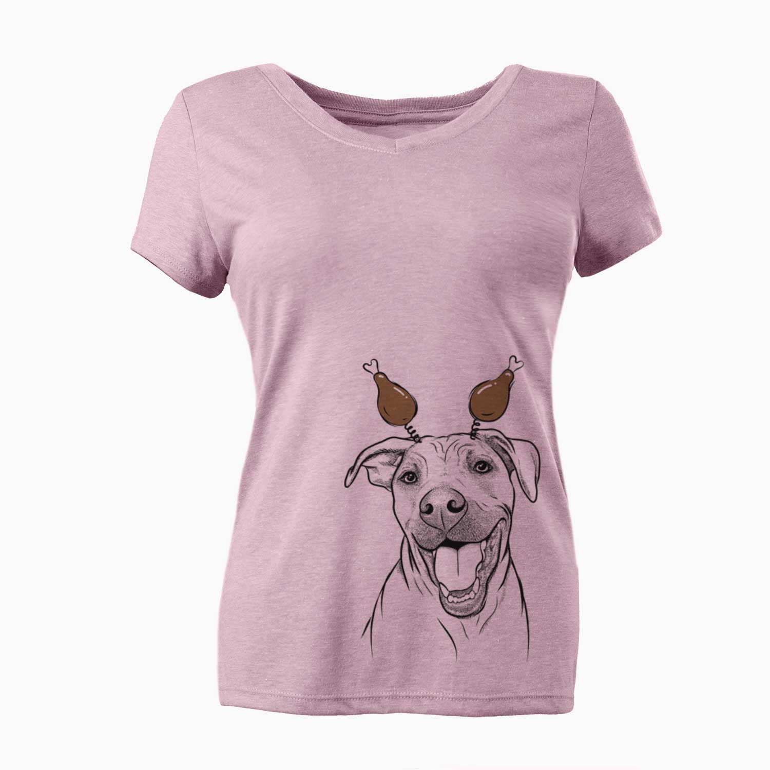 Thanksgiving Finn the Hound Mix - Women's V-neck Shirt
