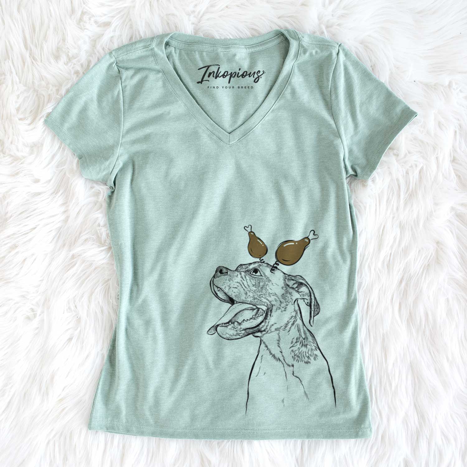 Thanksgiving Floyd the Boxer - Women's V-neck Shirt