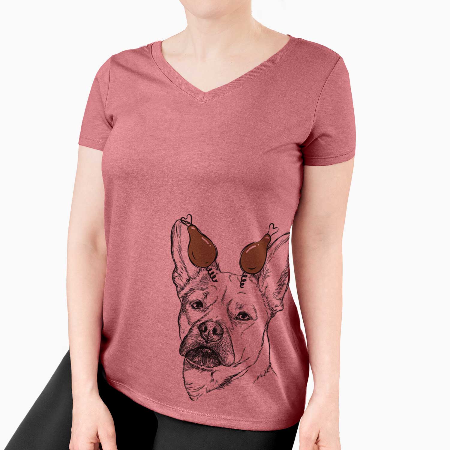 Thanksgiving Frankie the Mixed Breed - Women's V-neck Shirt