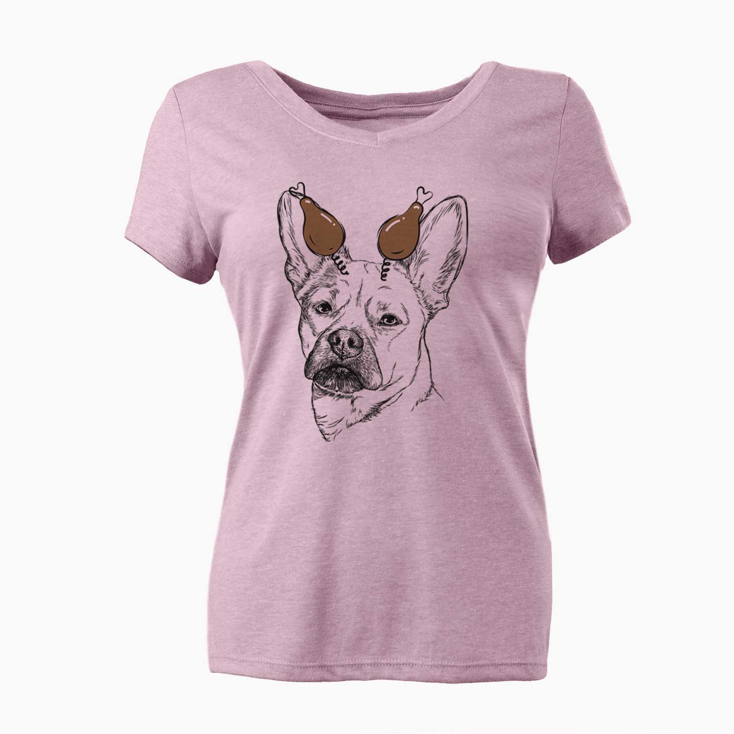 Thanksgiving Frankie the Mixed Breed - Women's V-neck Shirt