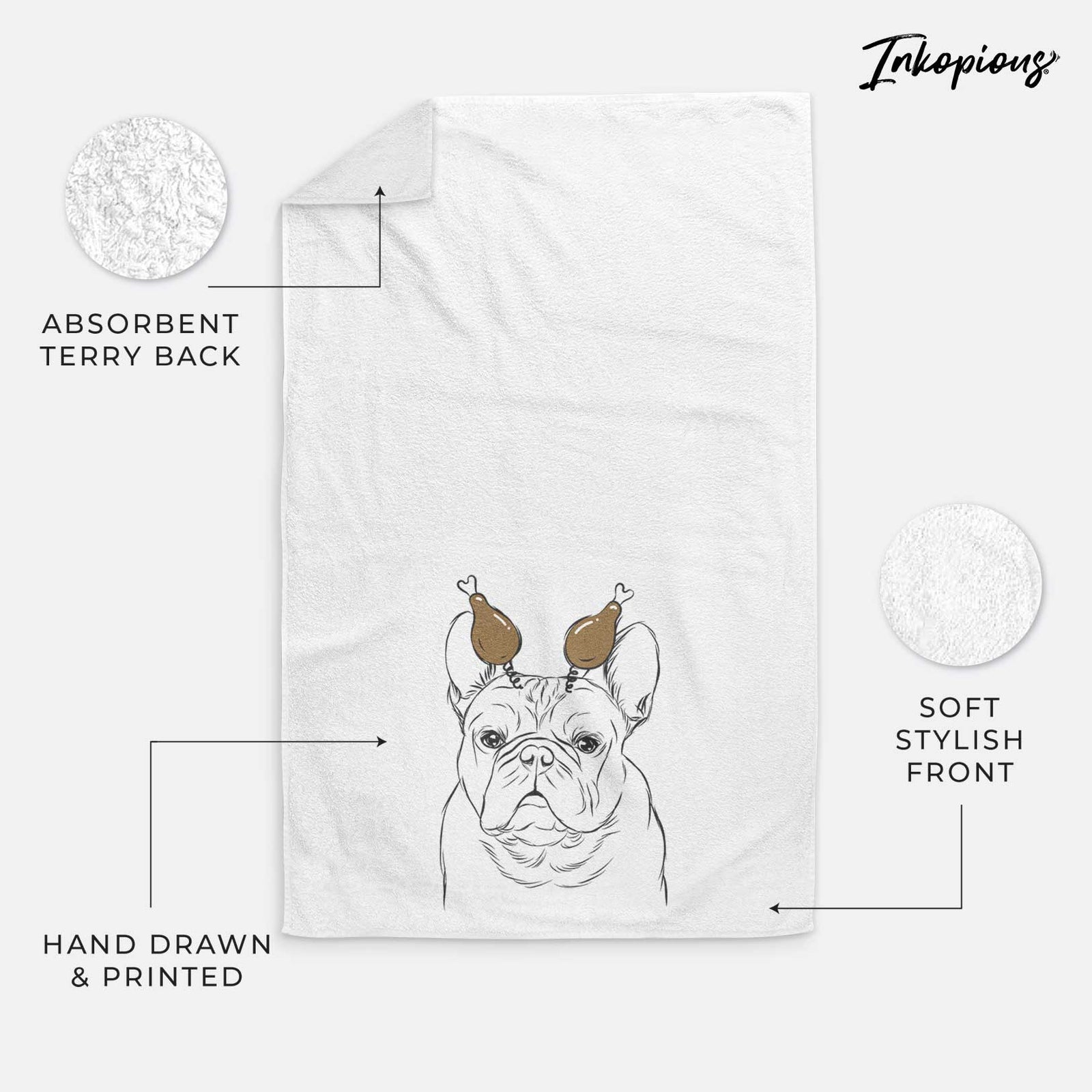 Fudge the French Bulldog Decorative Hand Towel