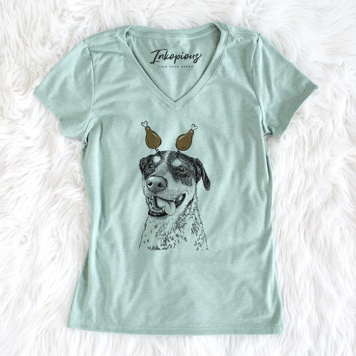 Thanksgiving Gerti the Mixed Breed - Women's V-neck Shirt