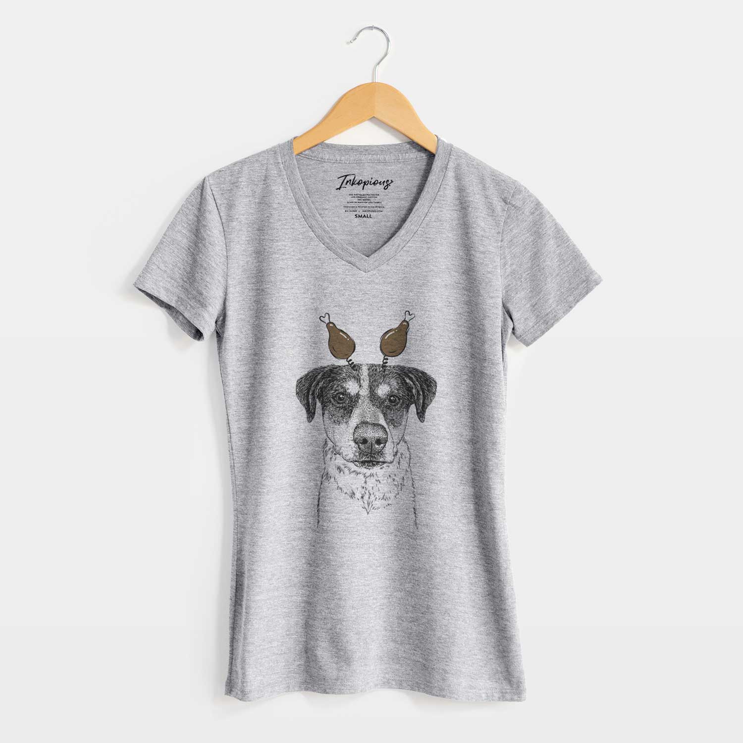 Thanksgiving Gertrude the Mixed Breed - Women's V-neck Shirt