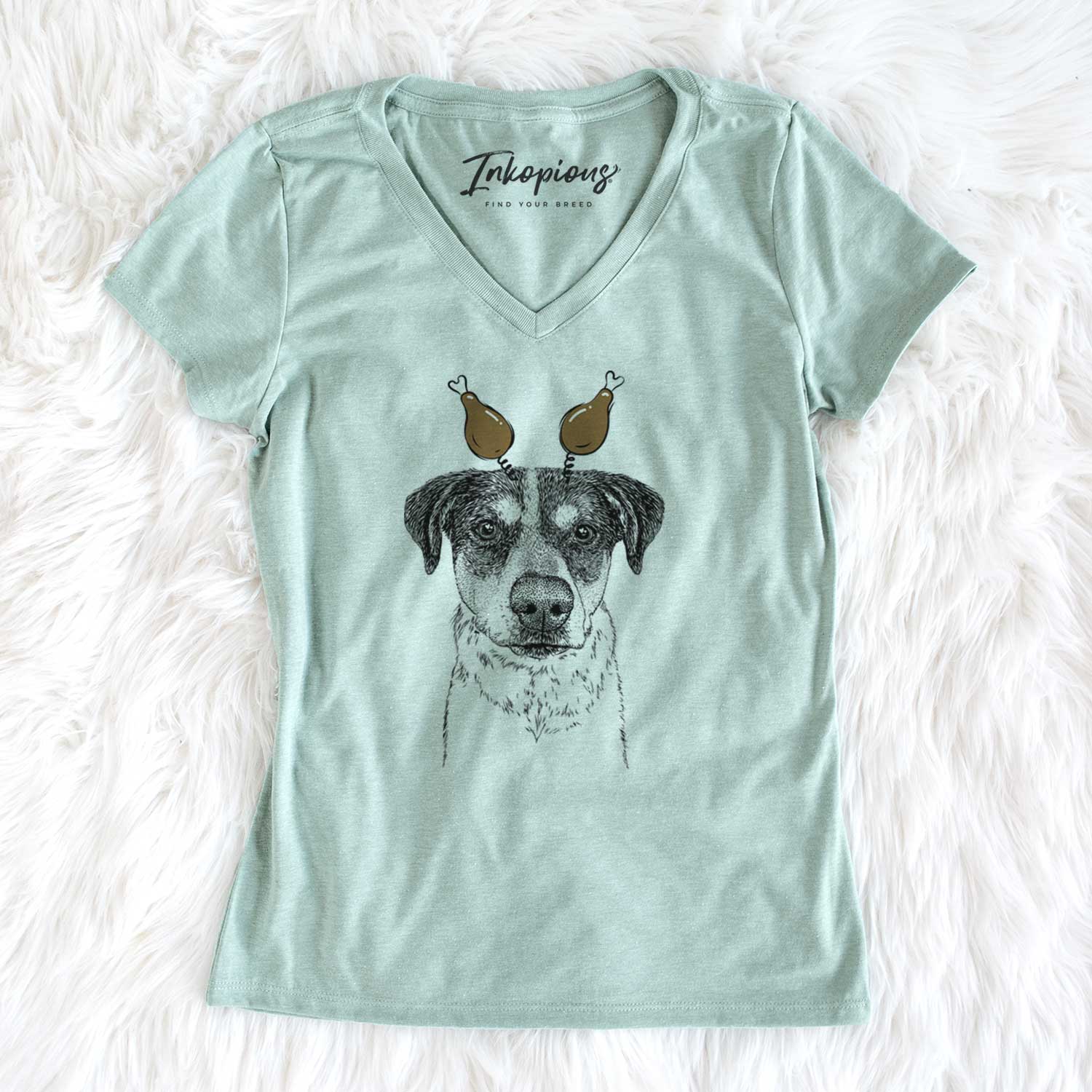 Thanksgiving Gertrude the Mixed Breed - Women's V-neck Shirt