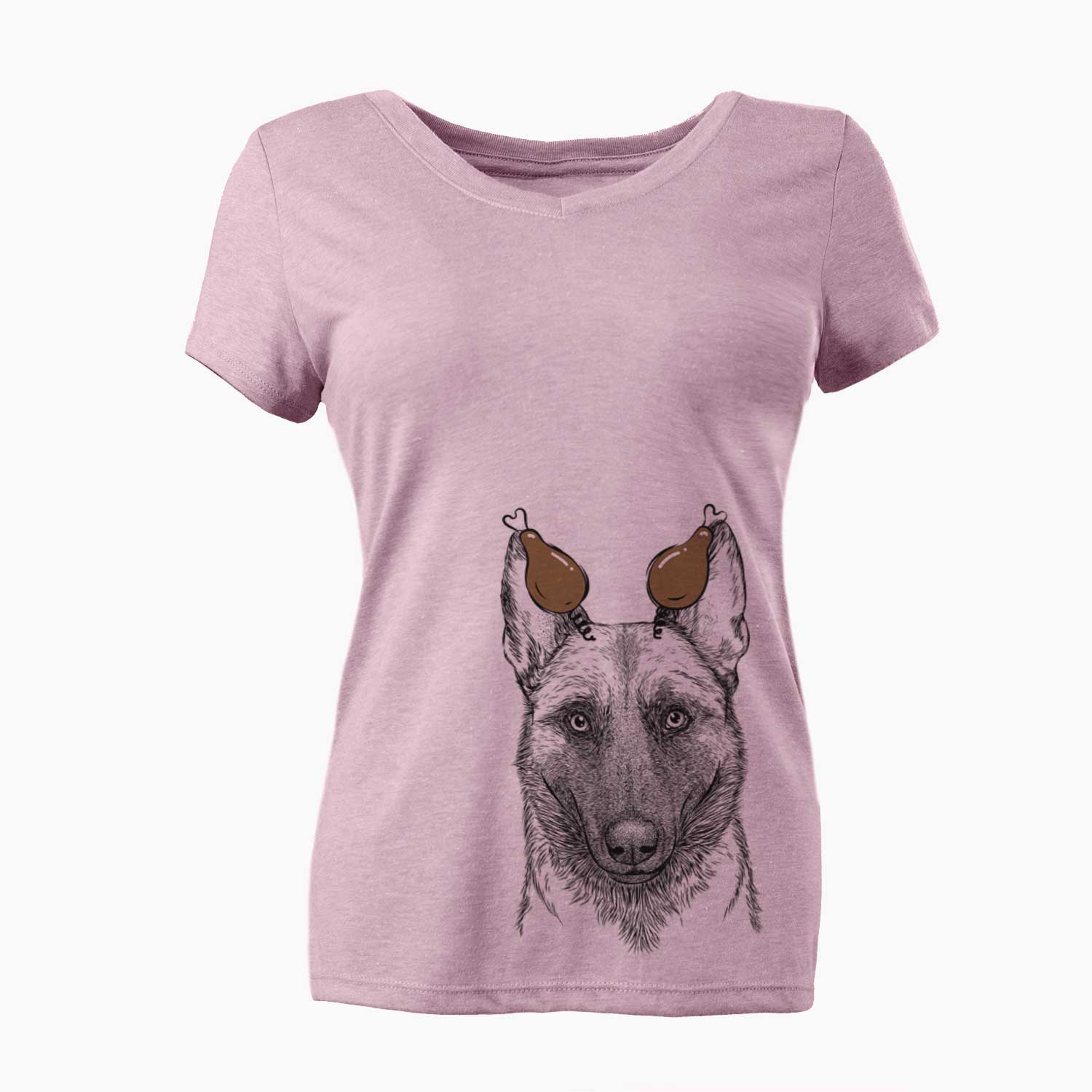 Thanksgiving Gunther the Belgian Malinois - Women's V-neck Shirt