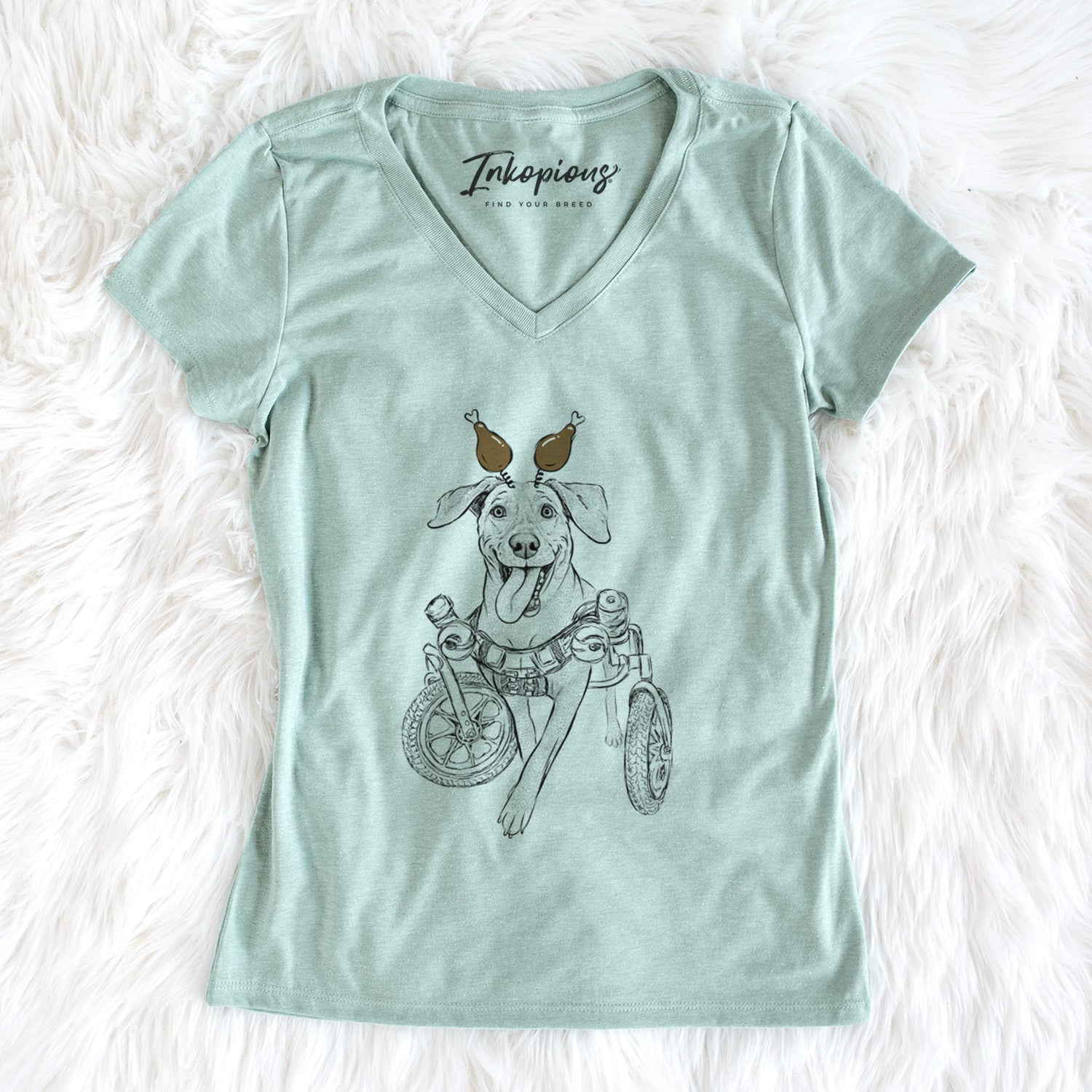 Thanksgiving Hannah the Pitbull Mix - Women's Perfect V-neck Shirt