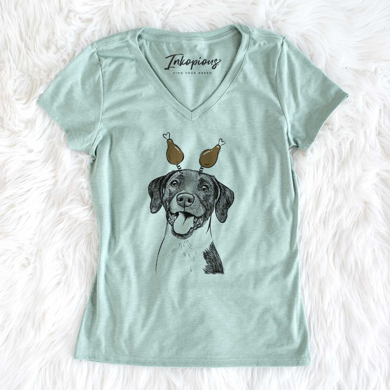 Thanksgiving Harper the Mixed Breed - Women's V-neck Shirt