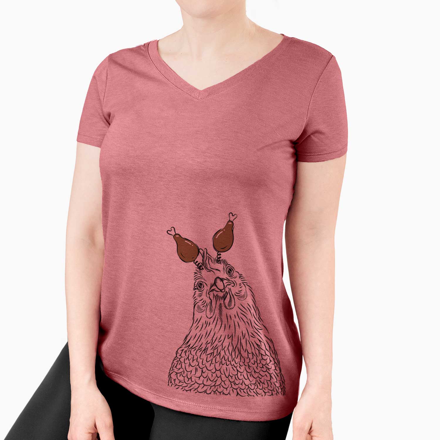Thanksgiving Henrietta the Chicken - Women's V-neck Shirt