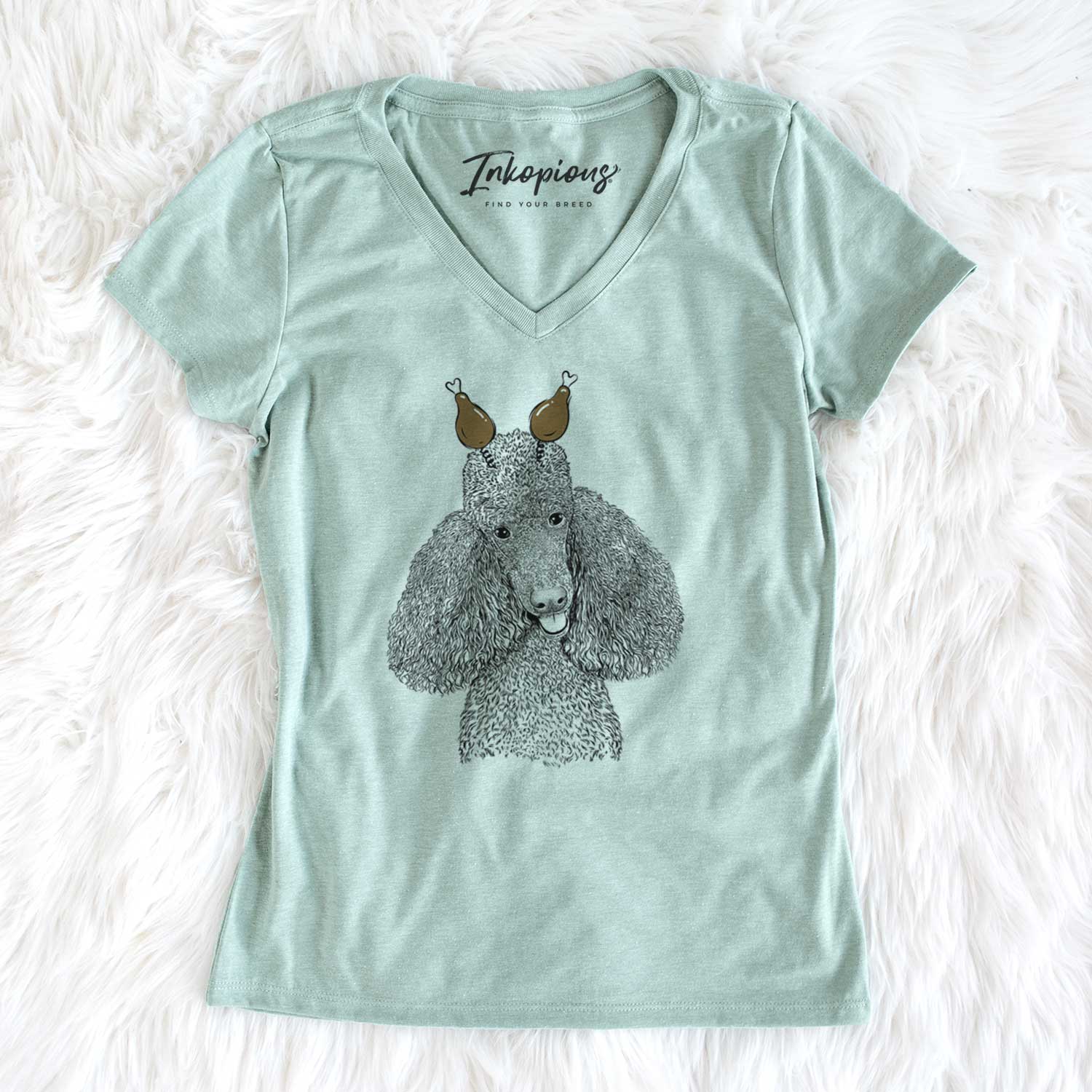 Thanksgiving Henry the Standard Poodle - Women's V-neck Shirt