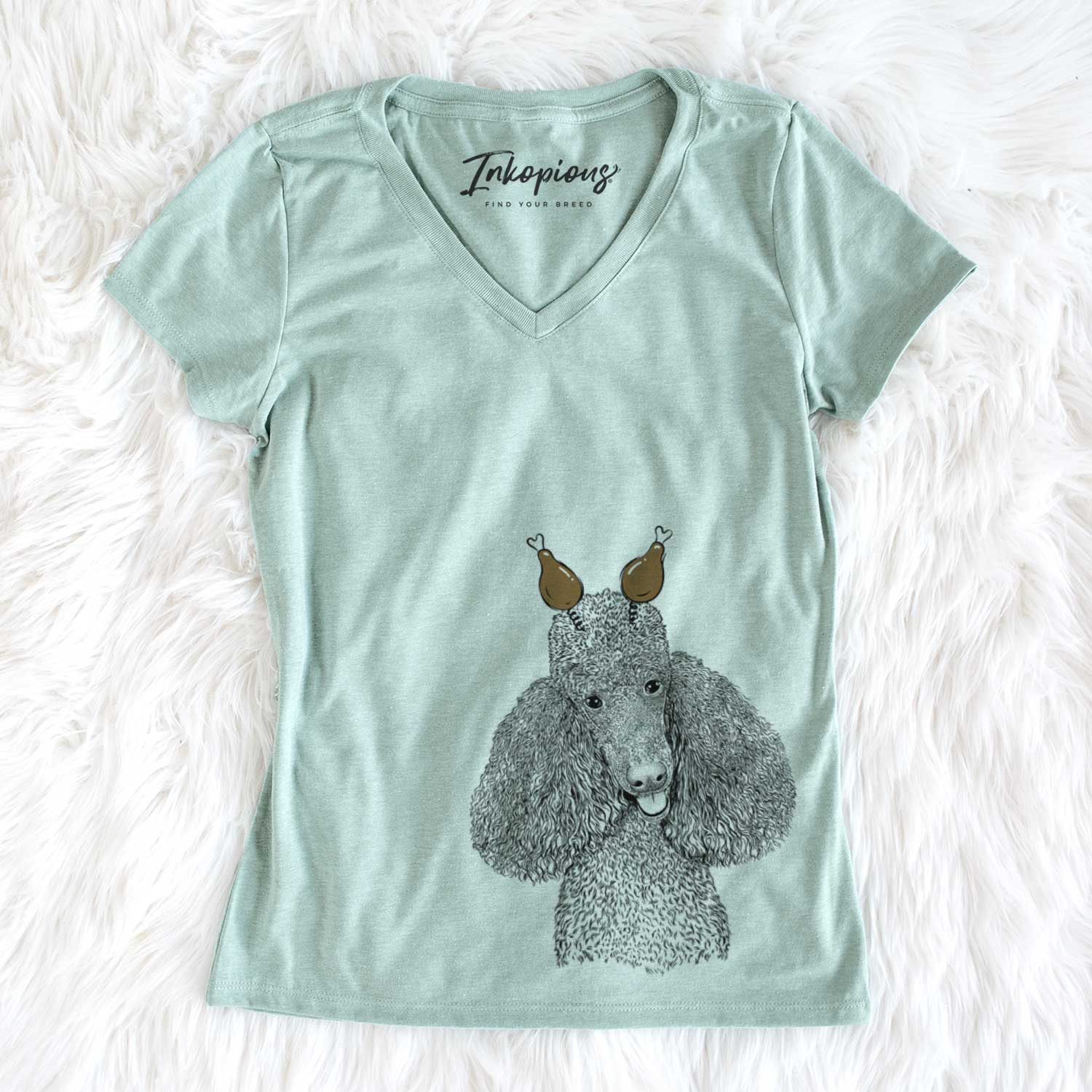 Thanksgiving Henry the Standard Poodle - Women's V-neck Shirt