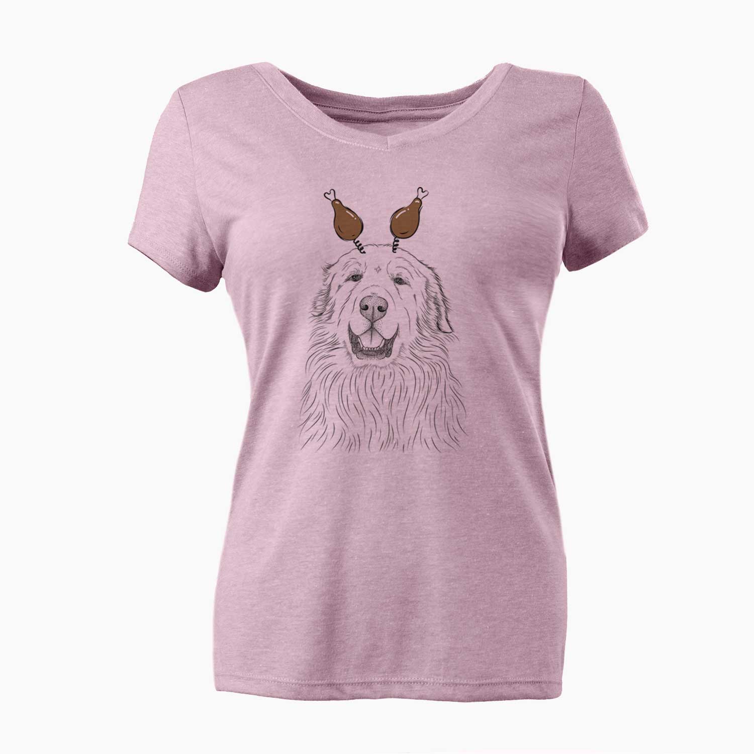 Thanksgiving Horton the Great Pyrenees - Women's V-neck Shirt