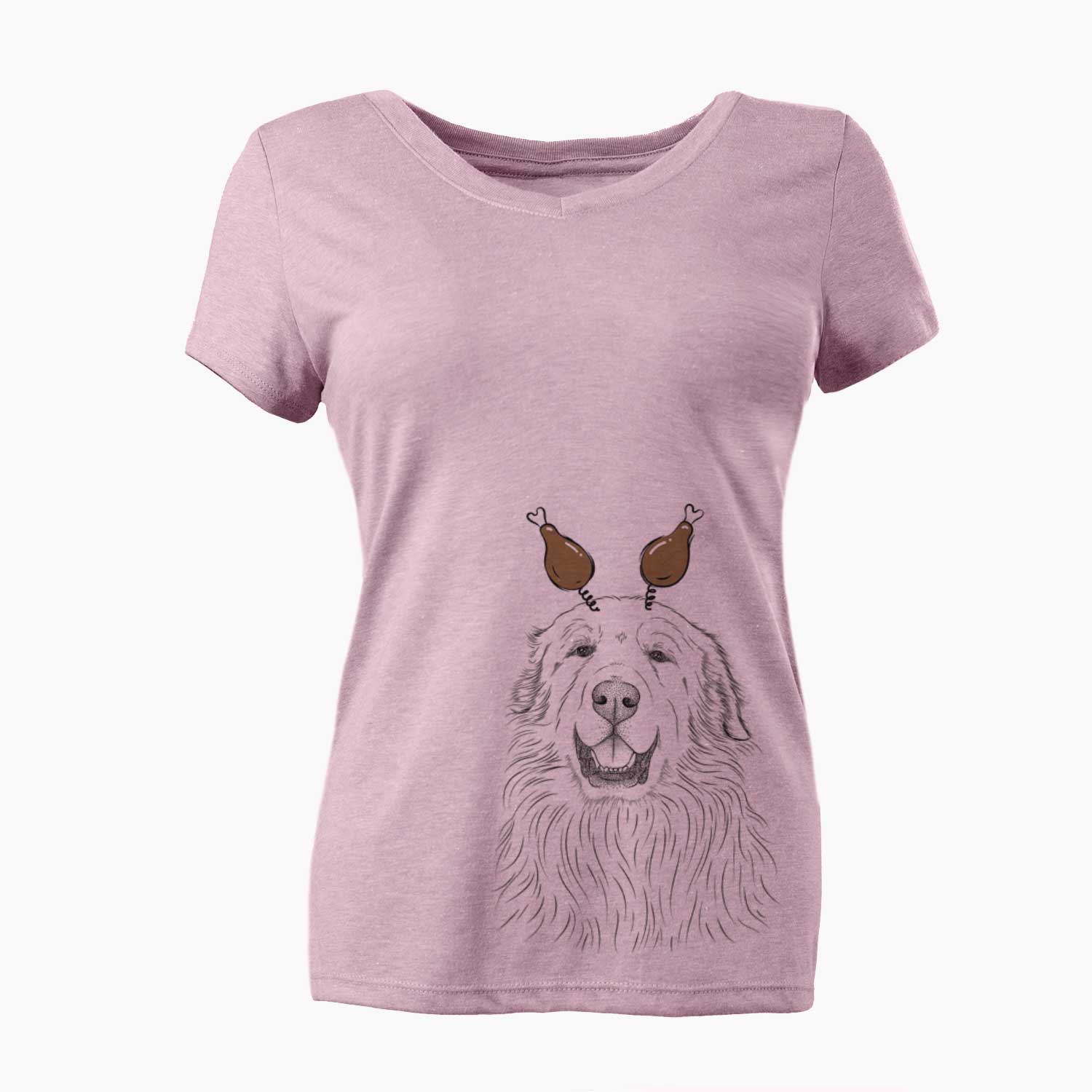 Thanksgiving Horton the Great Pyrenees - Women's V-neck Shirt